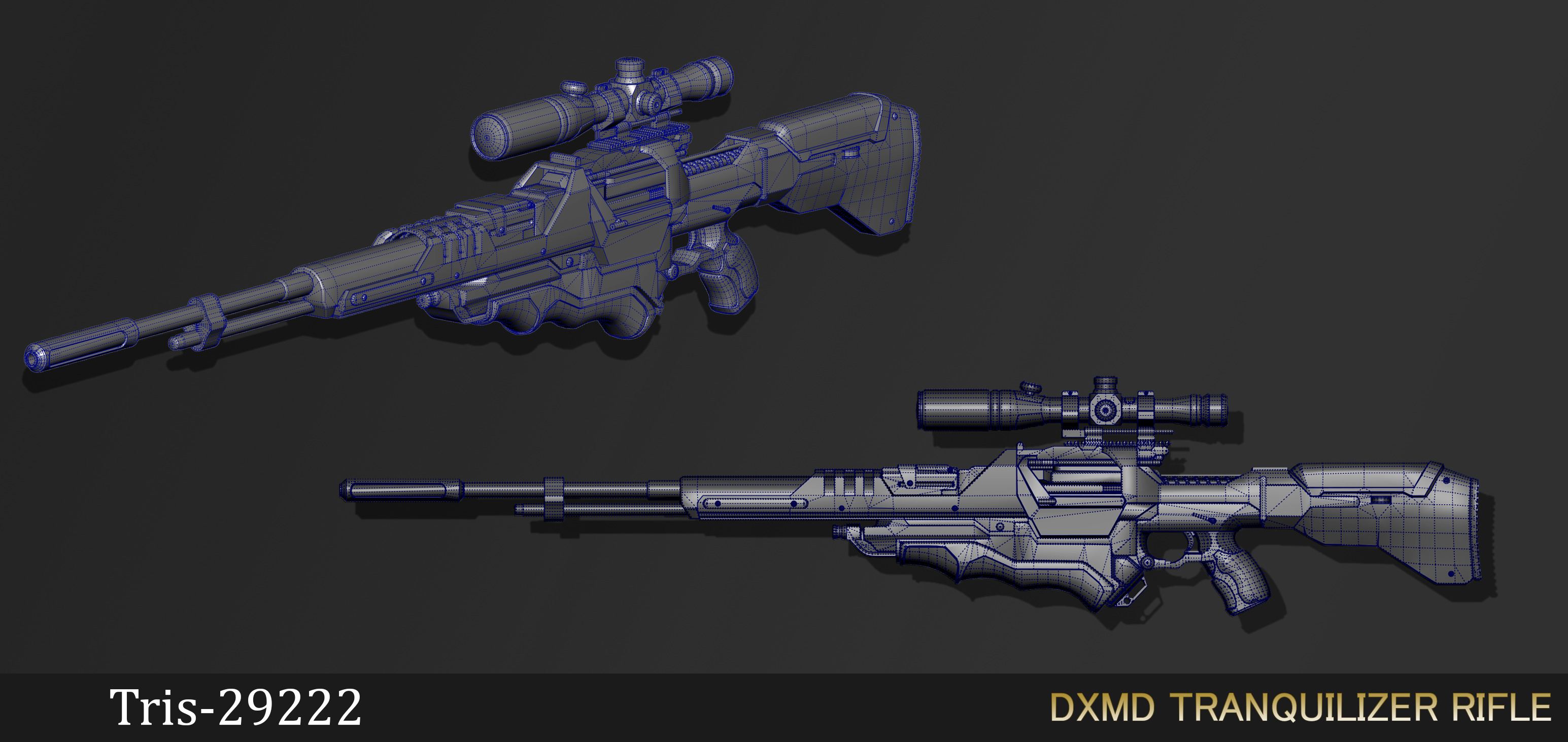 Sci-fi Gun Low-poly 3D model_7