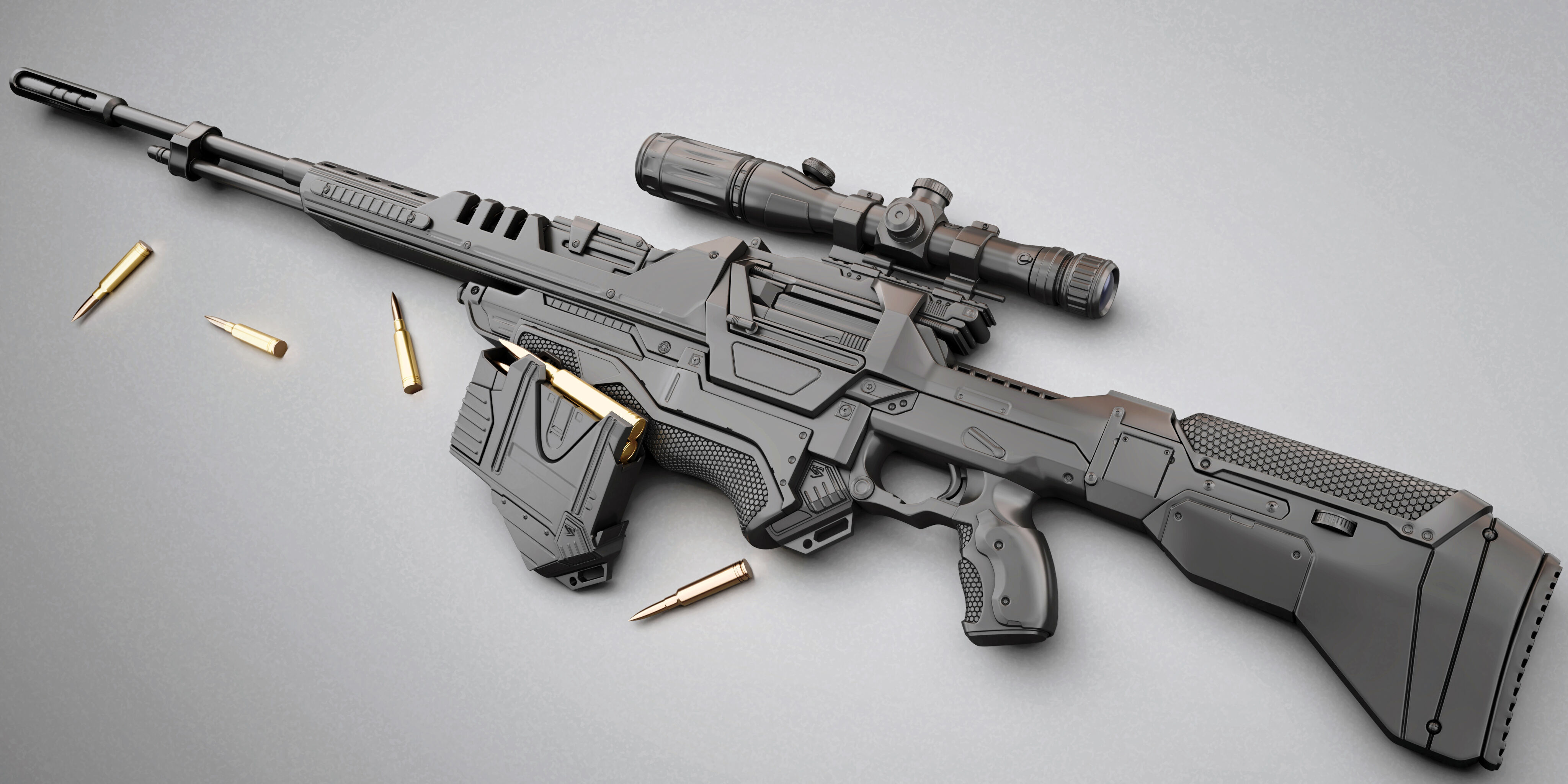 Sci-fi Gun Low-poly 3D model_11