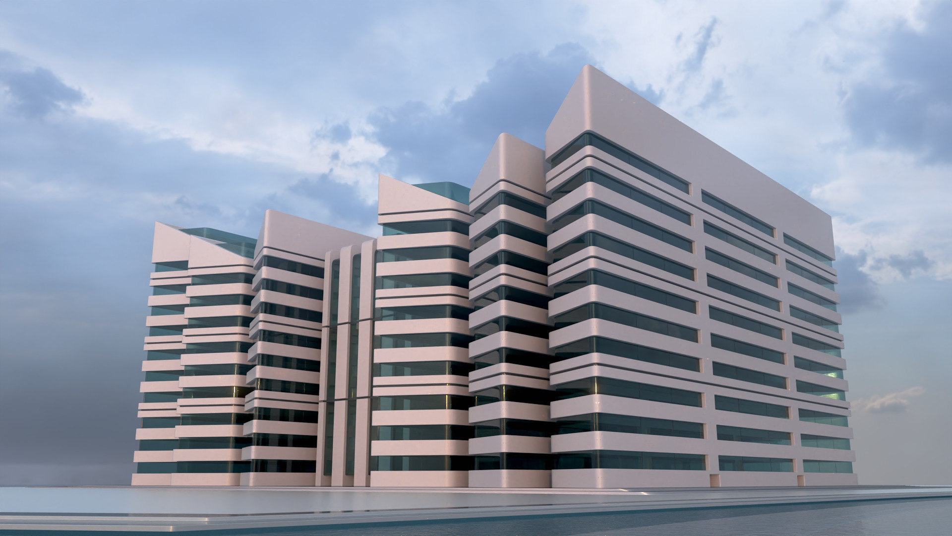 Modern Building Concept V301 3D model_15