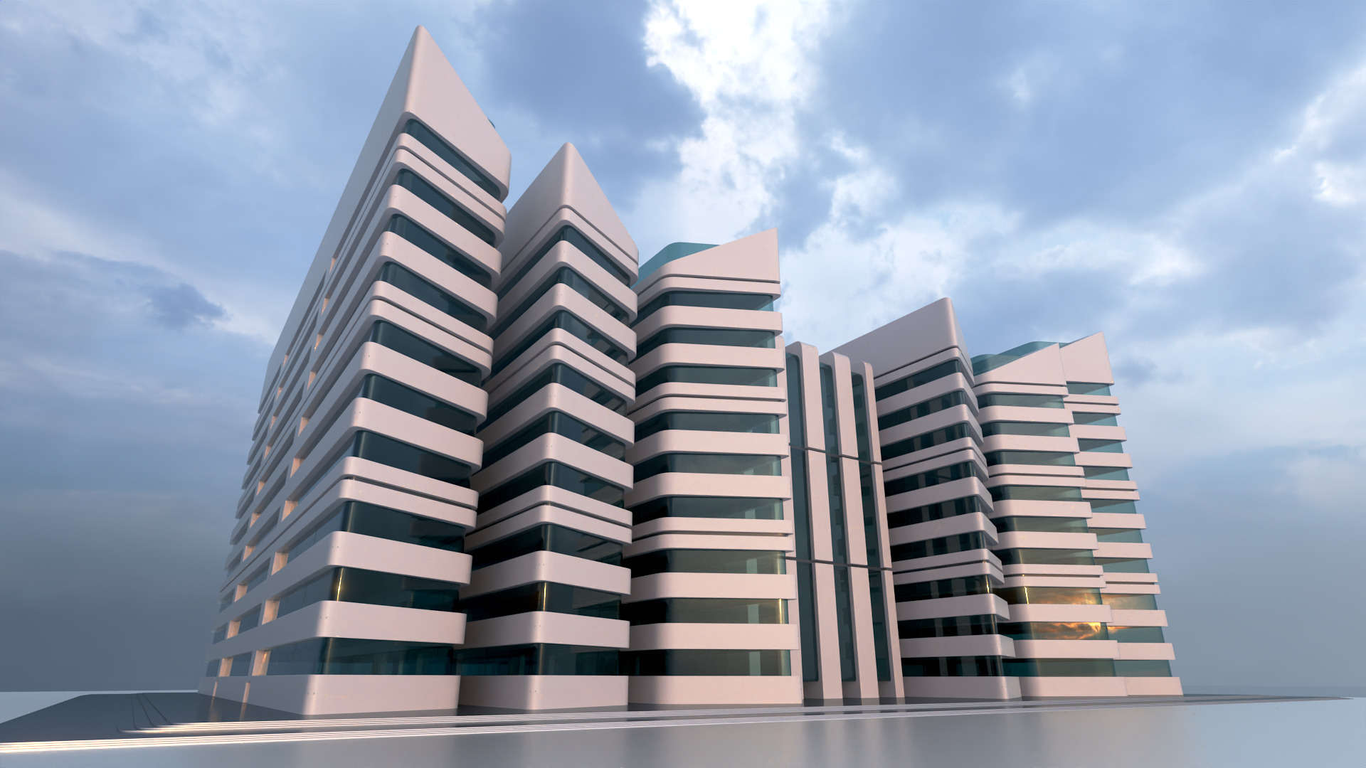 Modern Building Concept V301 3D model_14