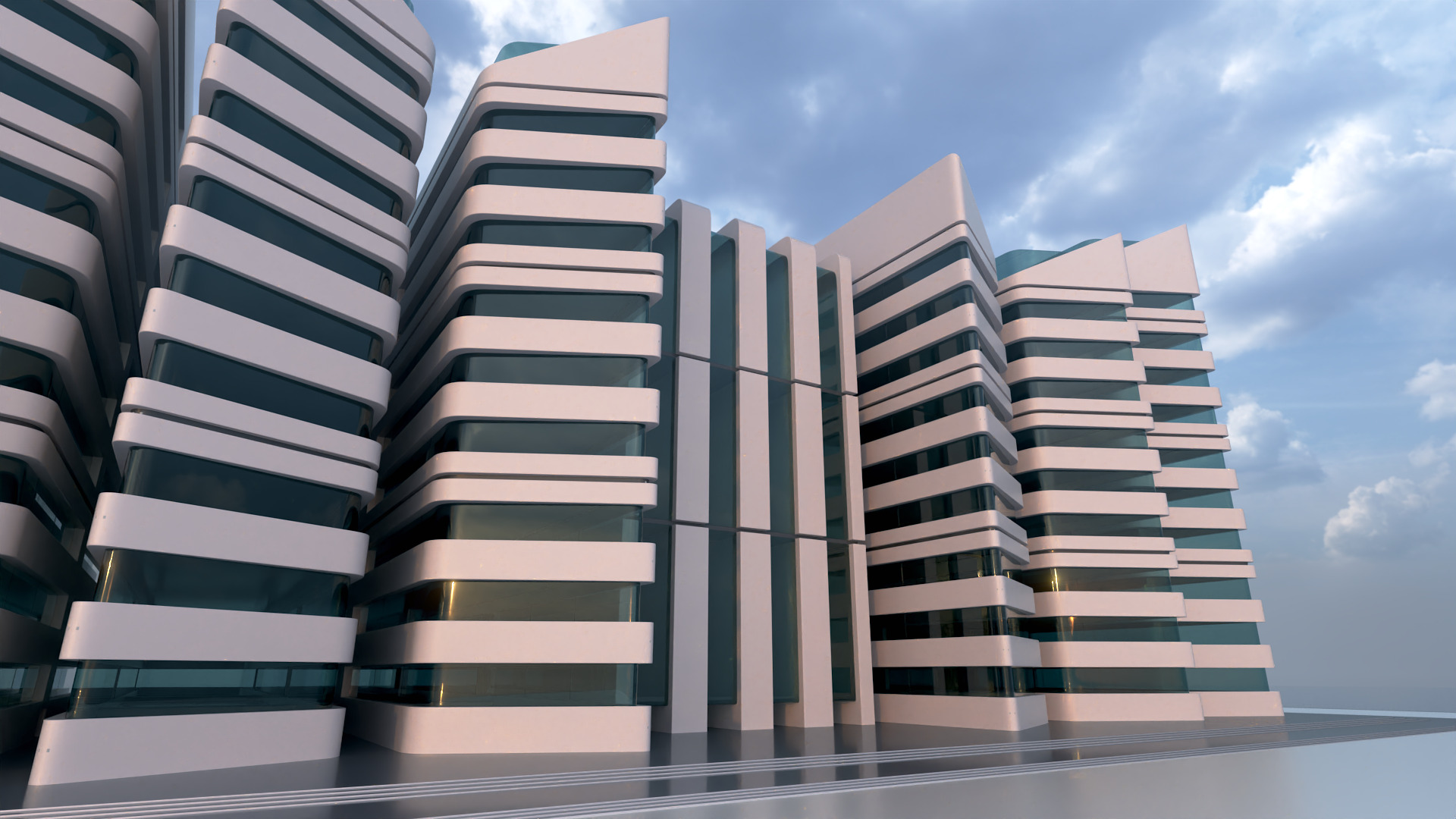 Modern Building Concept V301 3D model_5