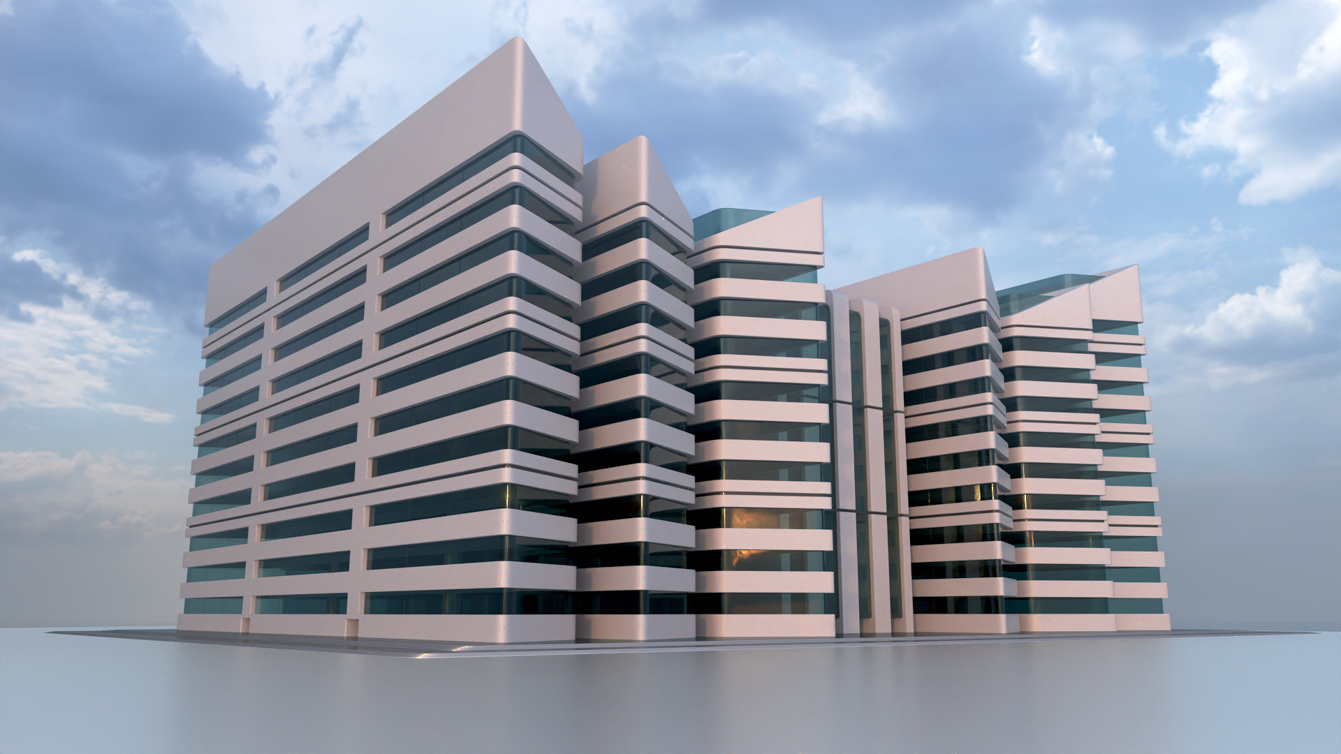 Modern Building Concept V301 3D model_2