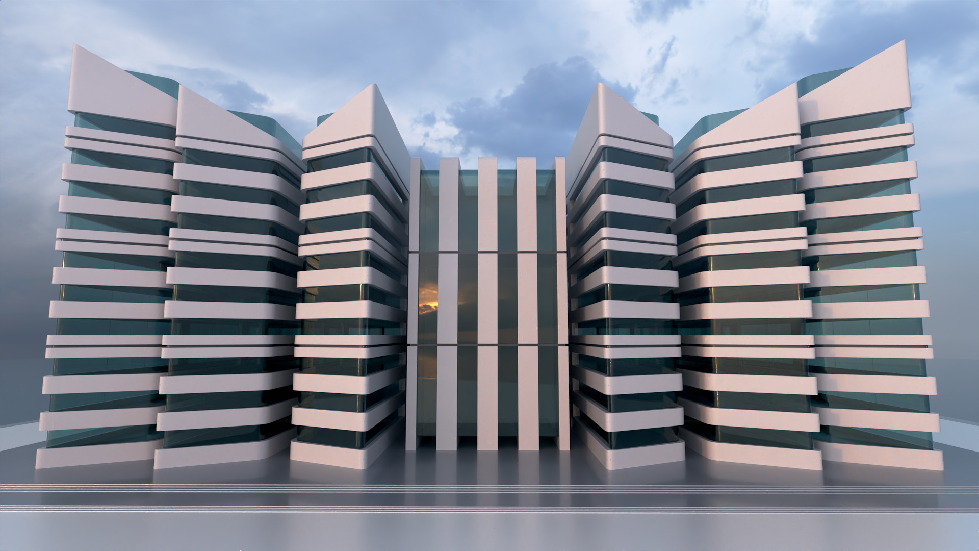 Modern Building Concept V301 3D model_6