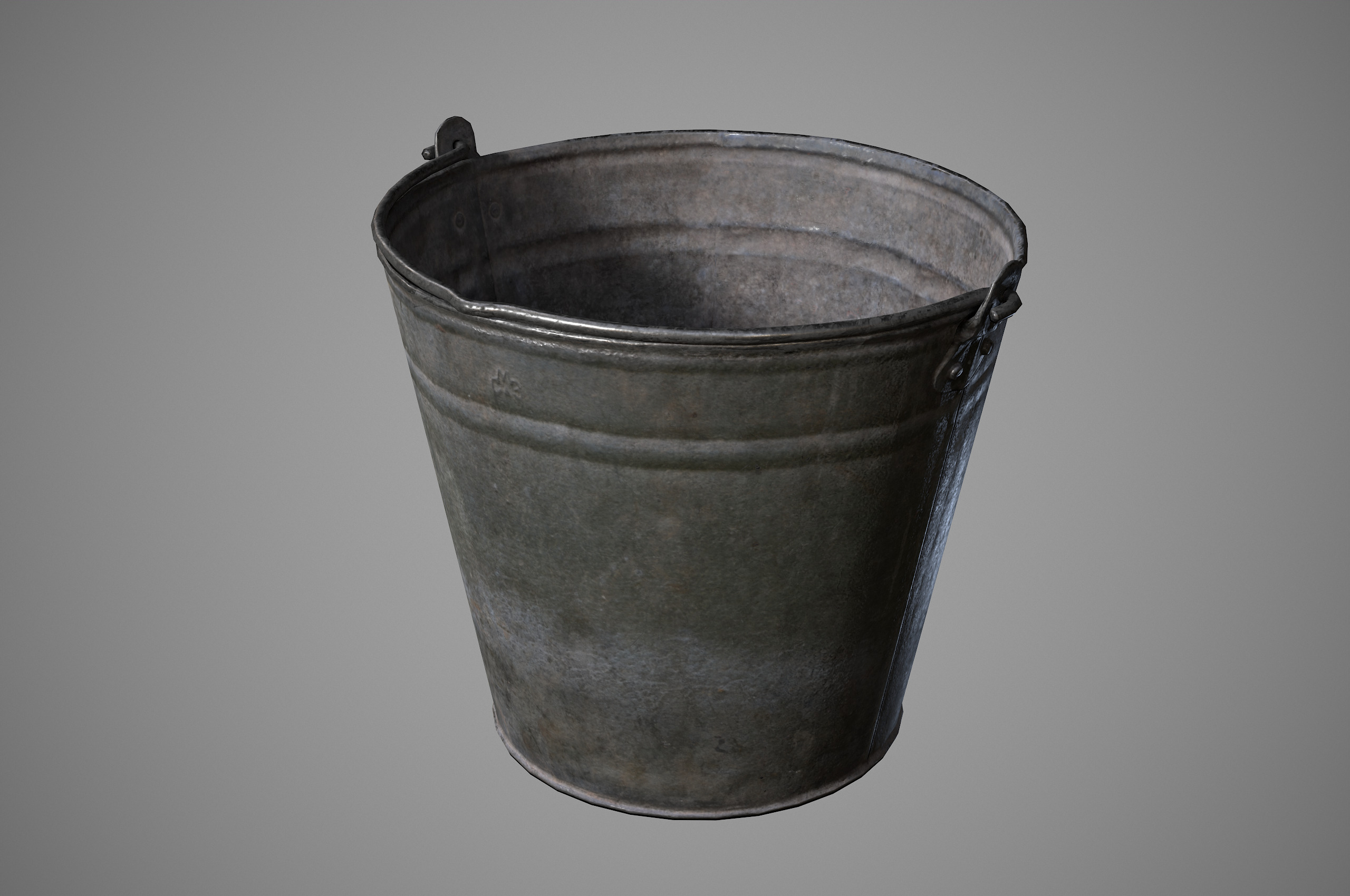 Old rusty metal bucket Low-poly 3D model_3