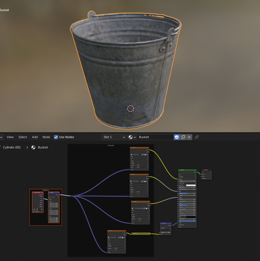 Old rusty metal bucket Low-poly 3D model_10