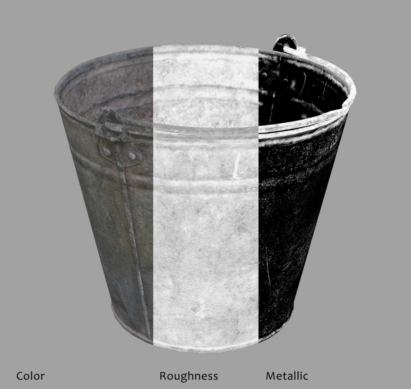 Old rusty metal bucket Low-poly 3D model_9