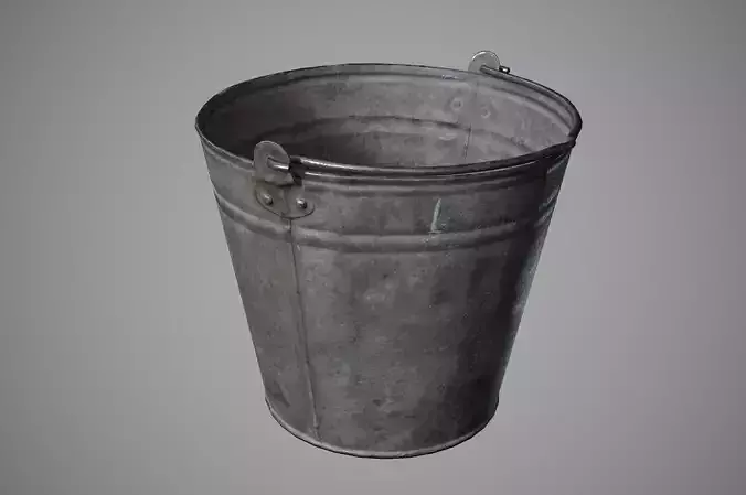 Old rusty metal bucket Low-poly 3D model