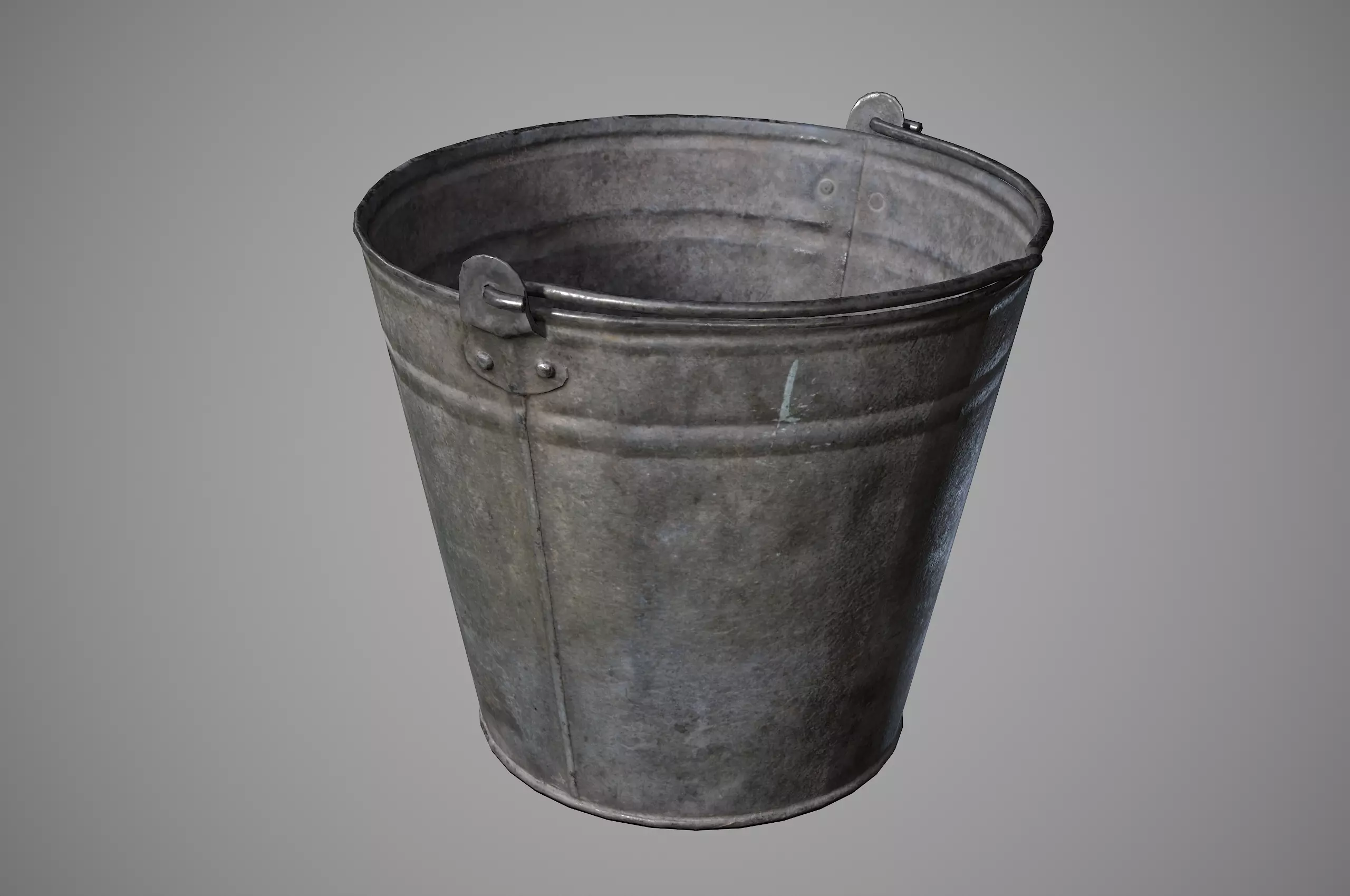 Old rusty metal bucket Low-poly 3D model_0