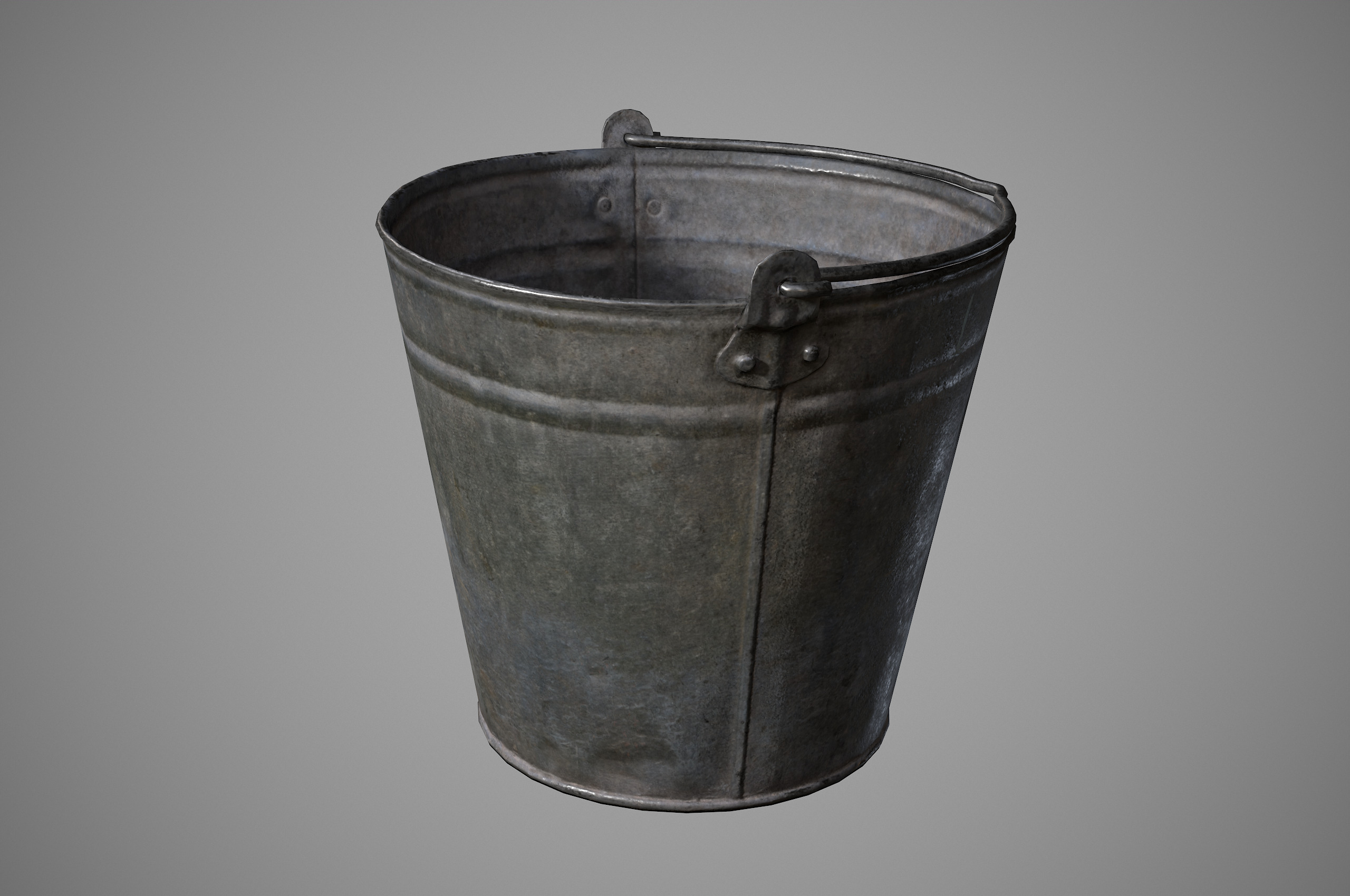 Old rusty metal bucket Low-poly 3D model_4