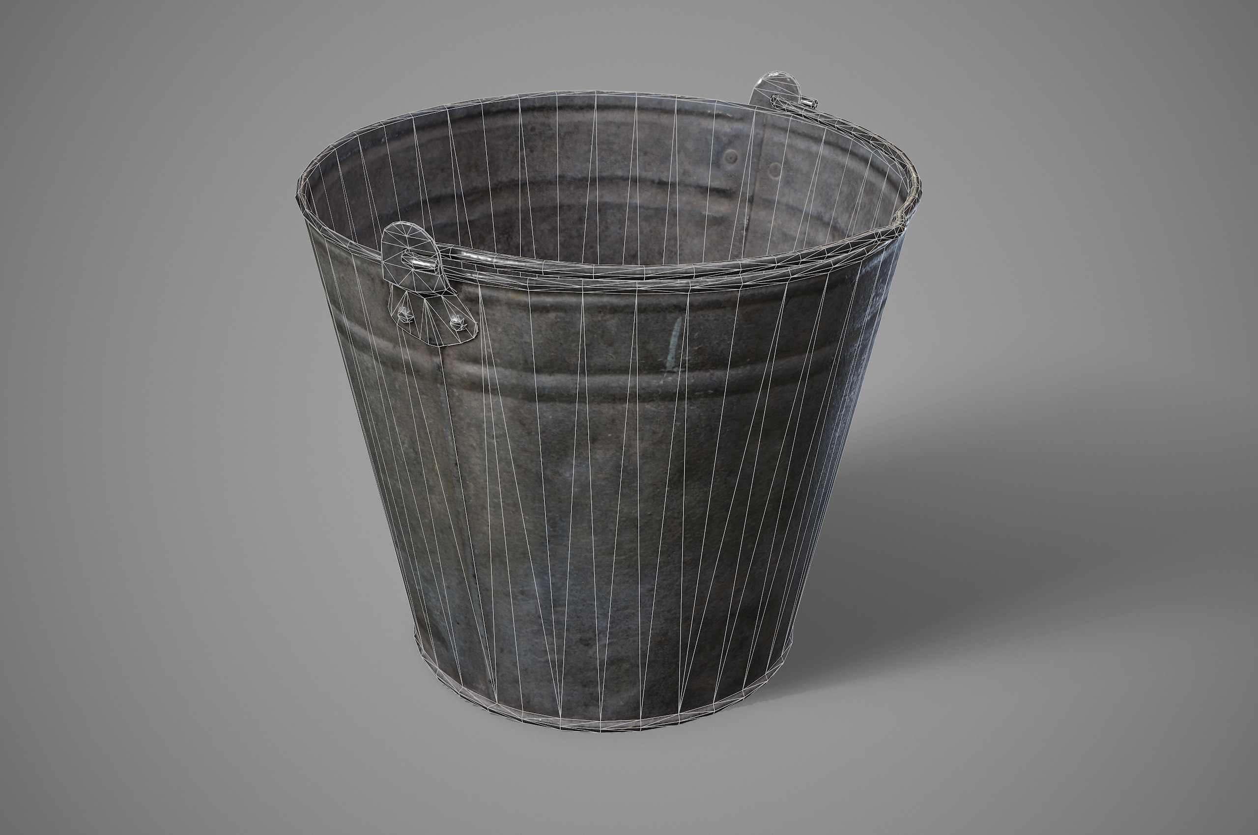 Old rusty metal bucket Low-poly 3D model_6
