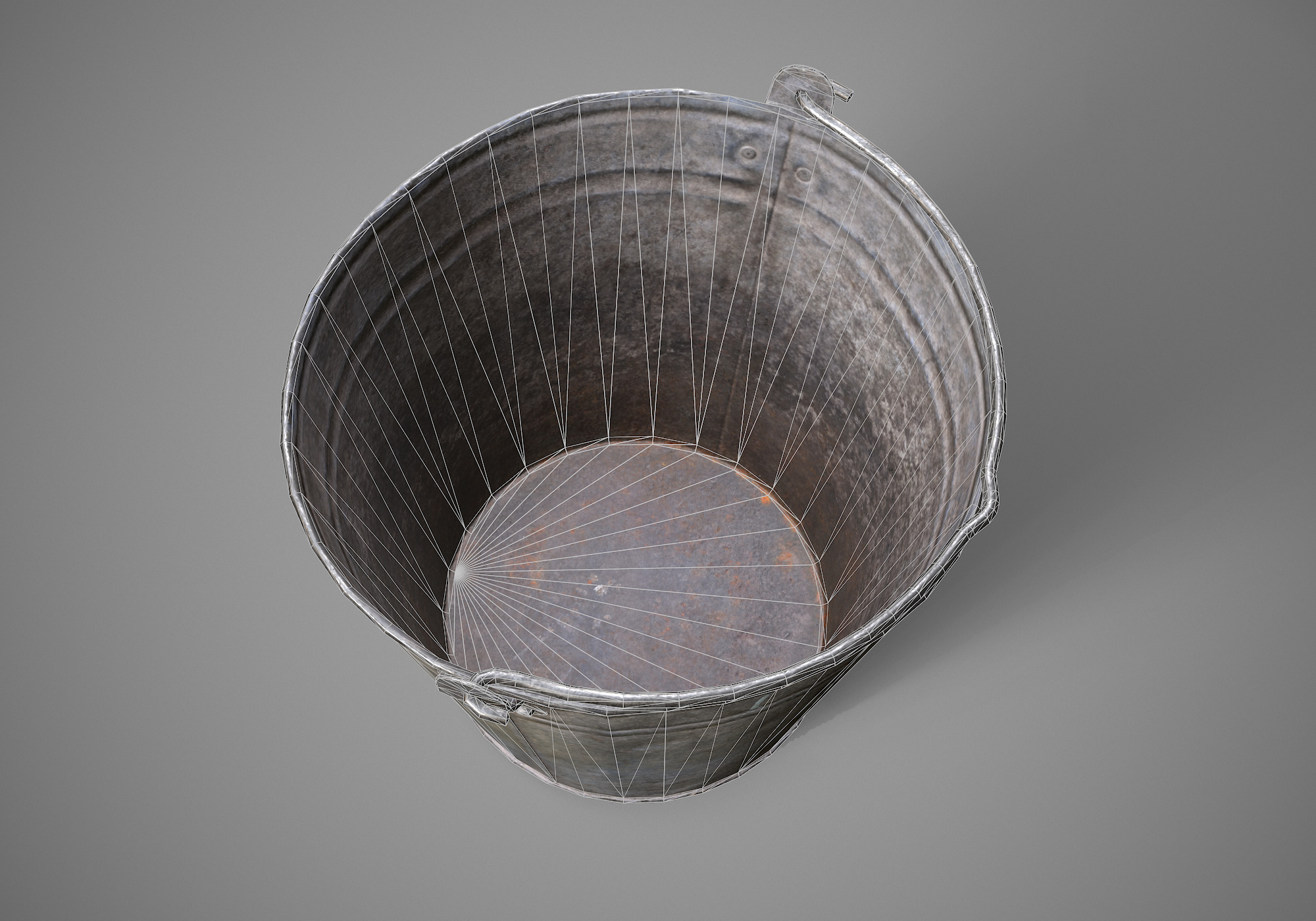 Old rusty metal bucket Low-poly 3D model_7