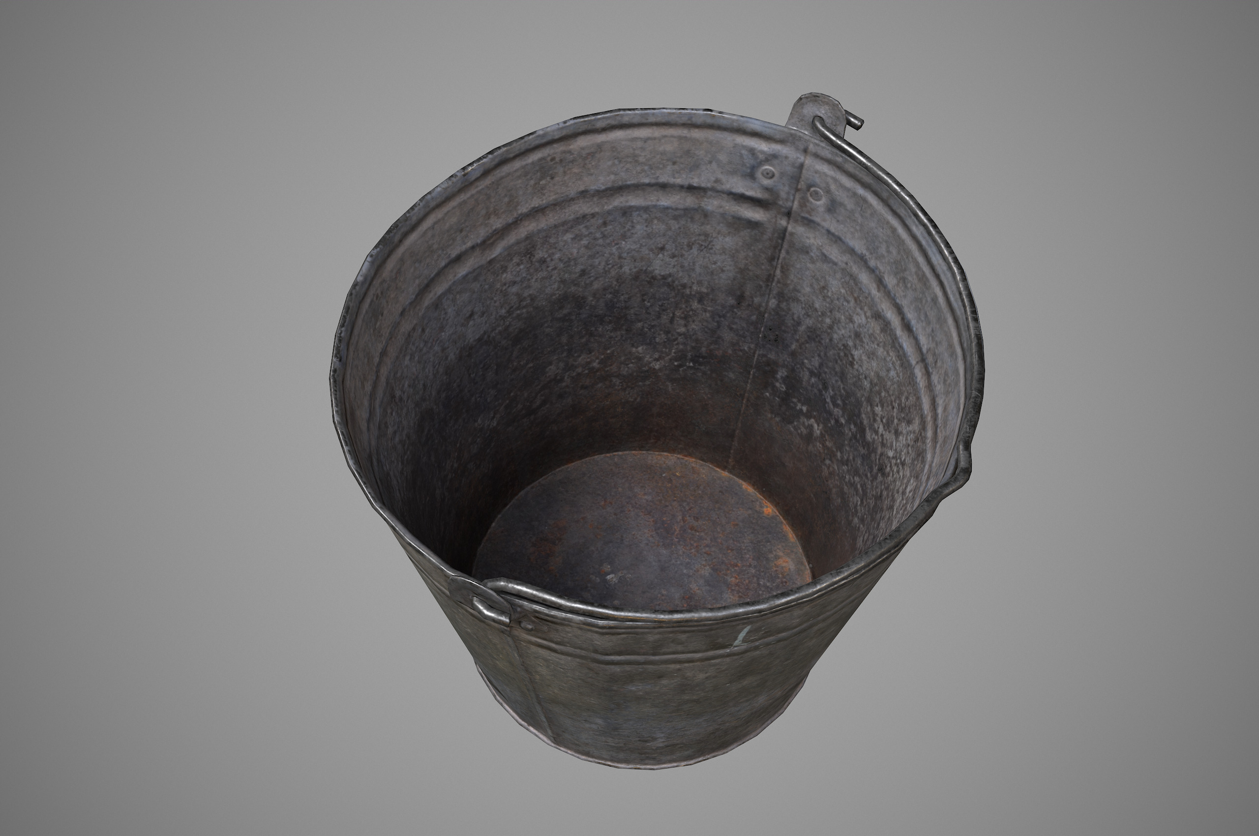 Old rusty metal bucket Low-poly 3D model_1