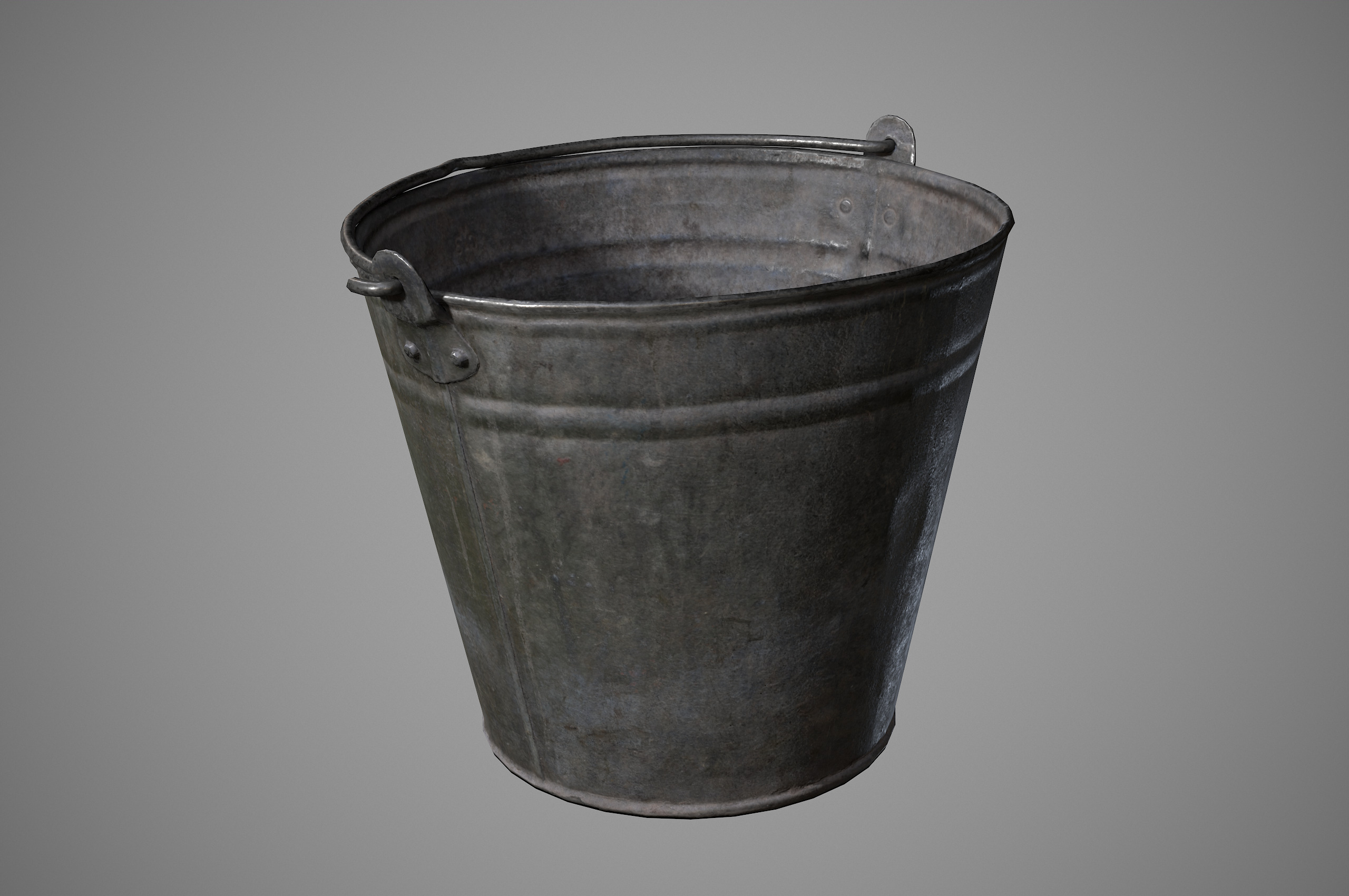 Old rusty metal bucket Low-poly 3D model_2