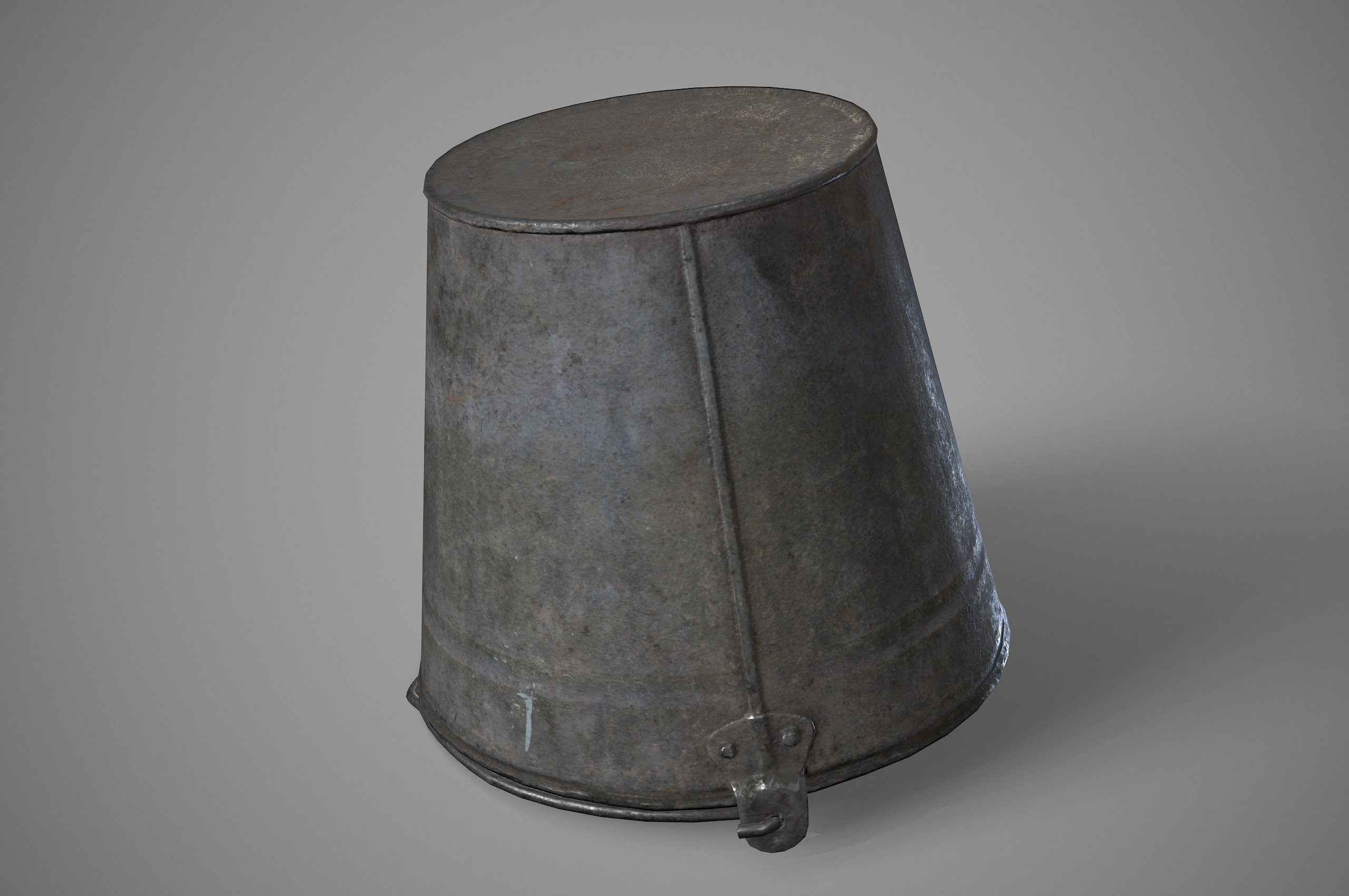 Old rusty metal bucket Low-poly 3D model_5