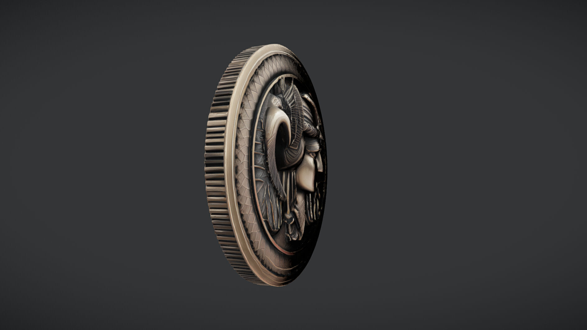 ornamental medallion with human face 3D model_1