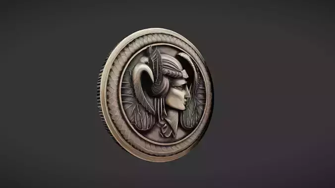 ornamental medallion with human face 3D model