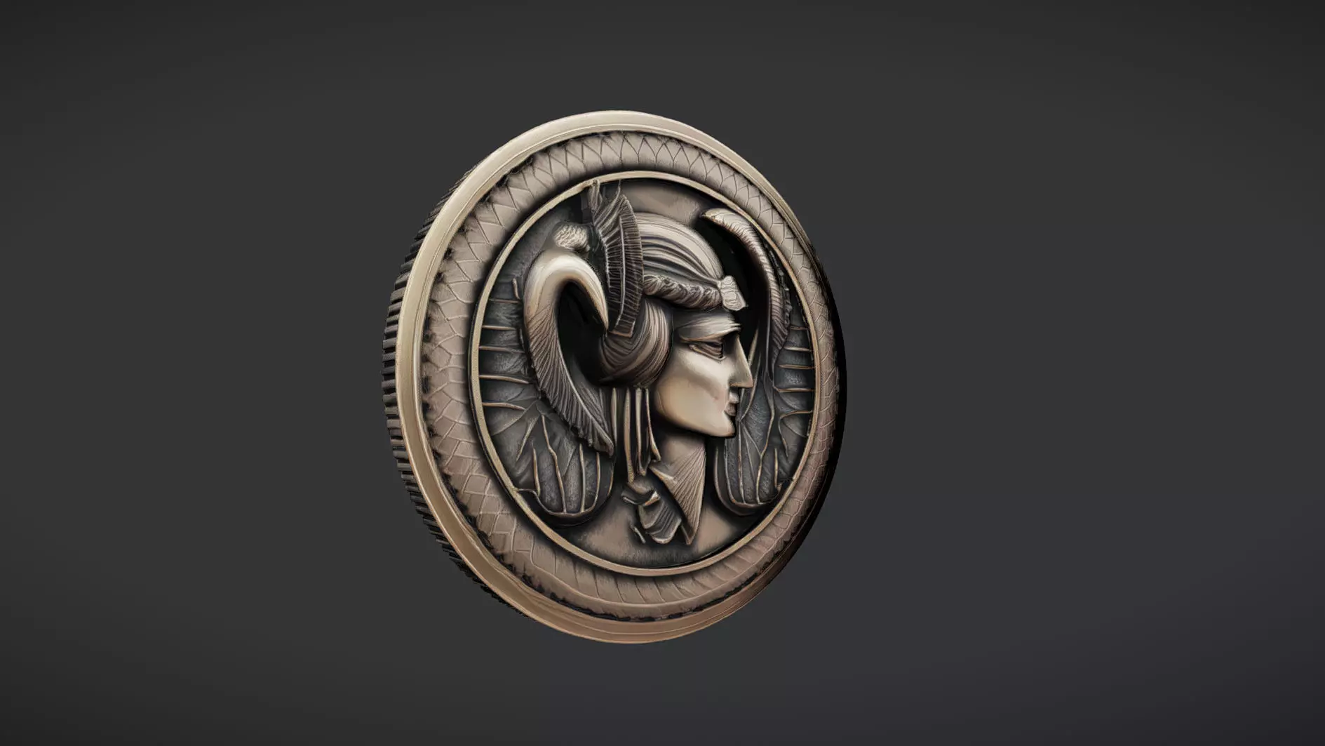 ornamental medallion with human face 3D model_0