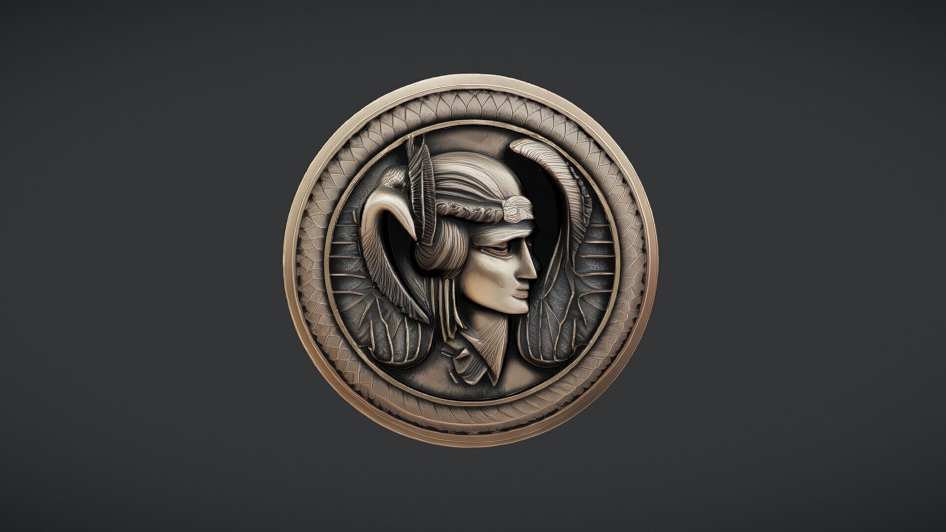 ornamental medallion with human face 3D model_4