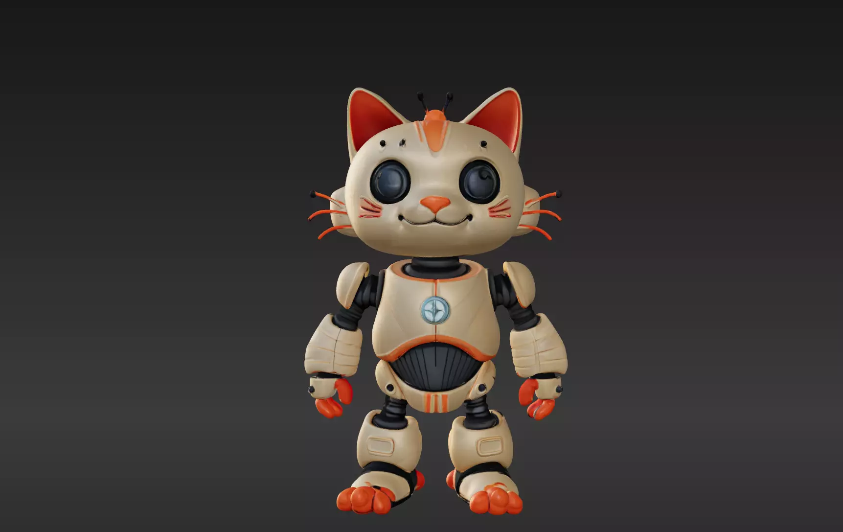 3D Model of Cute Robo Cat - Animated and Printable 3D model_0