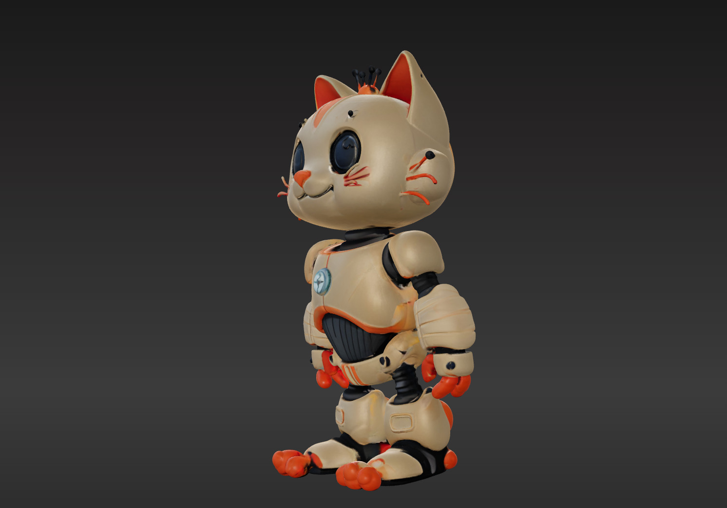3D Model of Cute Robo Cat - Animated and Printable 3D model_1