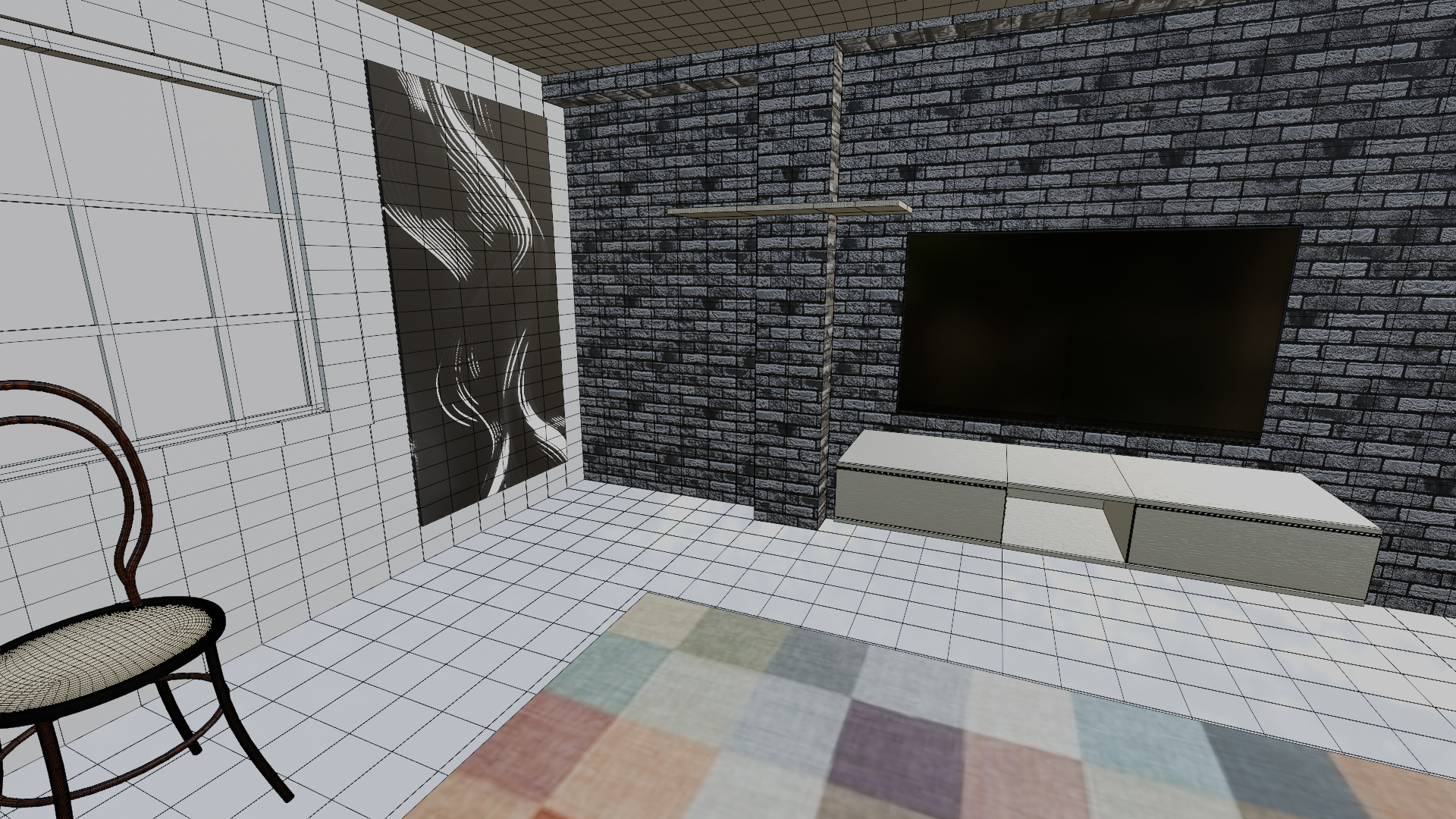 Realistic 3D Hall Interior Game and Animation Ready 3D model_11