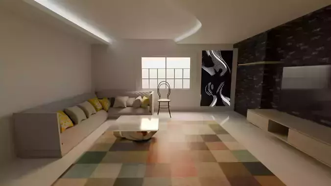 Realistic 3D Hall Interior Game and Animation Ready