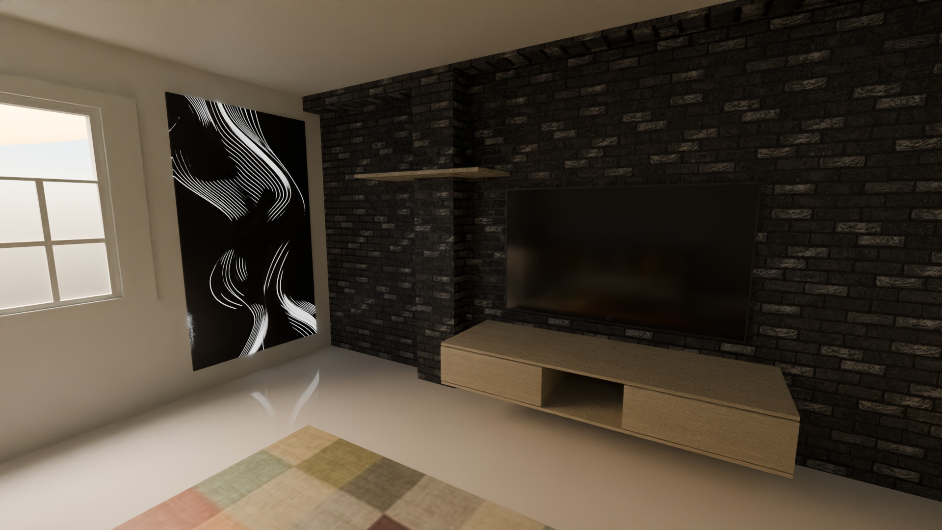 Realistic 3D Hall Interior Game and Animation Ready 3D model_1