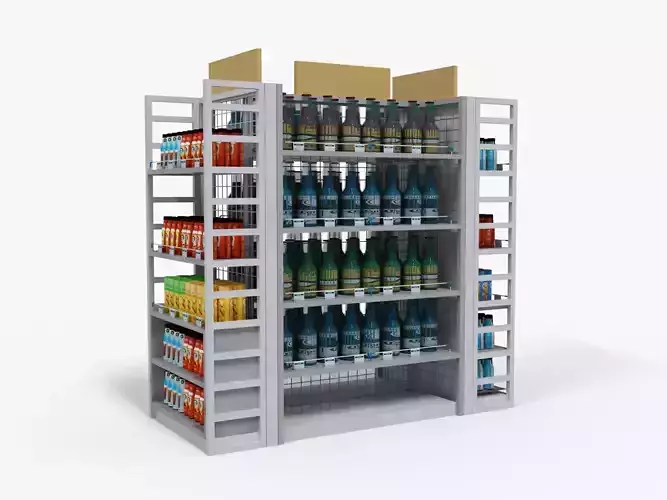 Supermarket Bottle Shelve  Low-poly 3D model