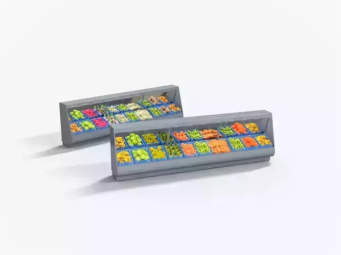 Supermarket Veg Stand Shelve Low-poly 3D model