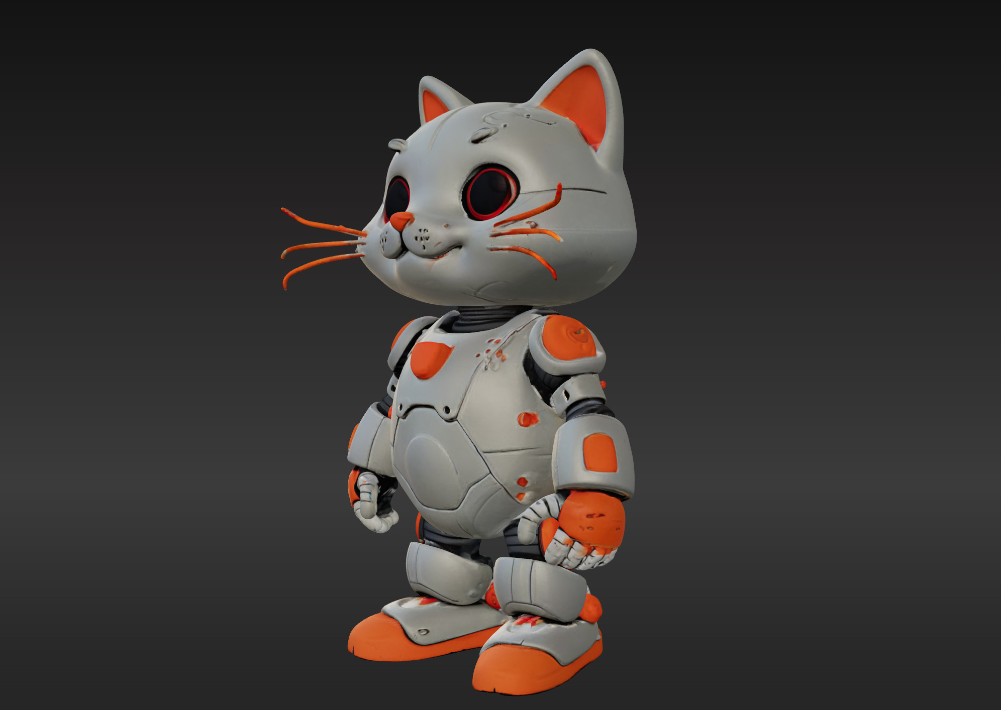 3D Model of Cute Robo Cat - Animated and Printable 3D model_3