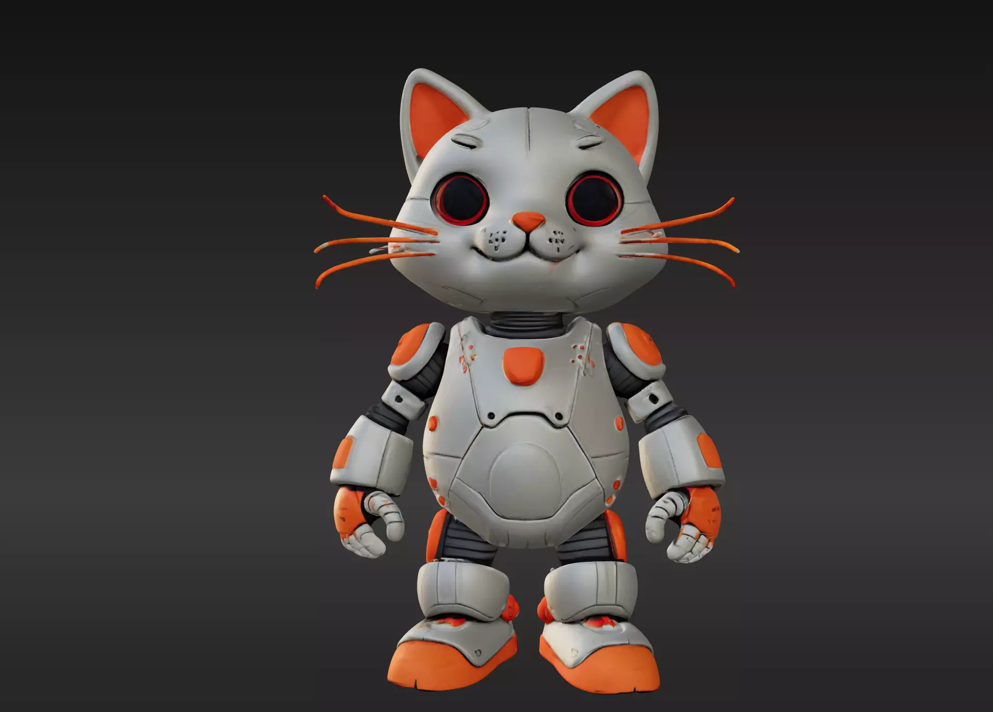 3D Model of Cute Robo Cat - Animated and Printable 3D model_0