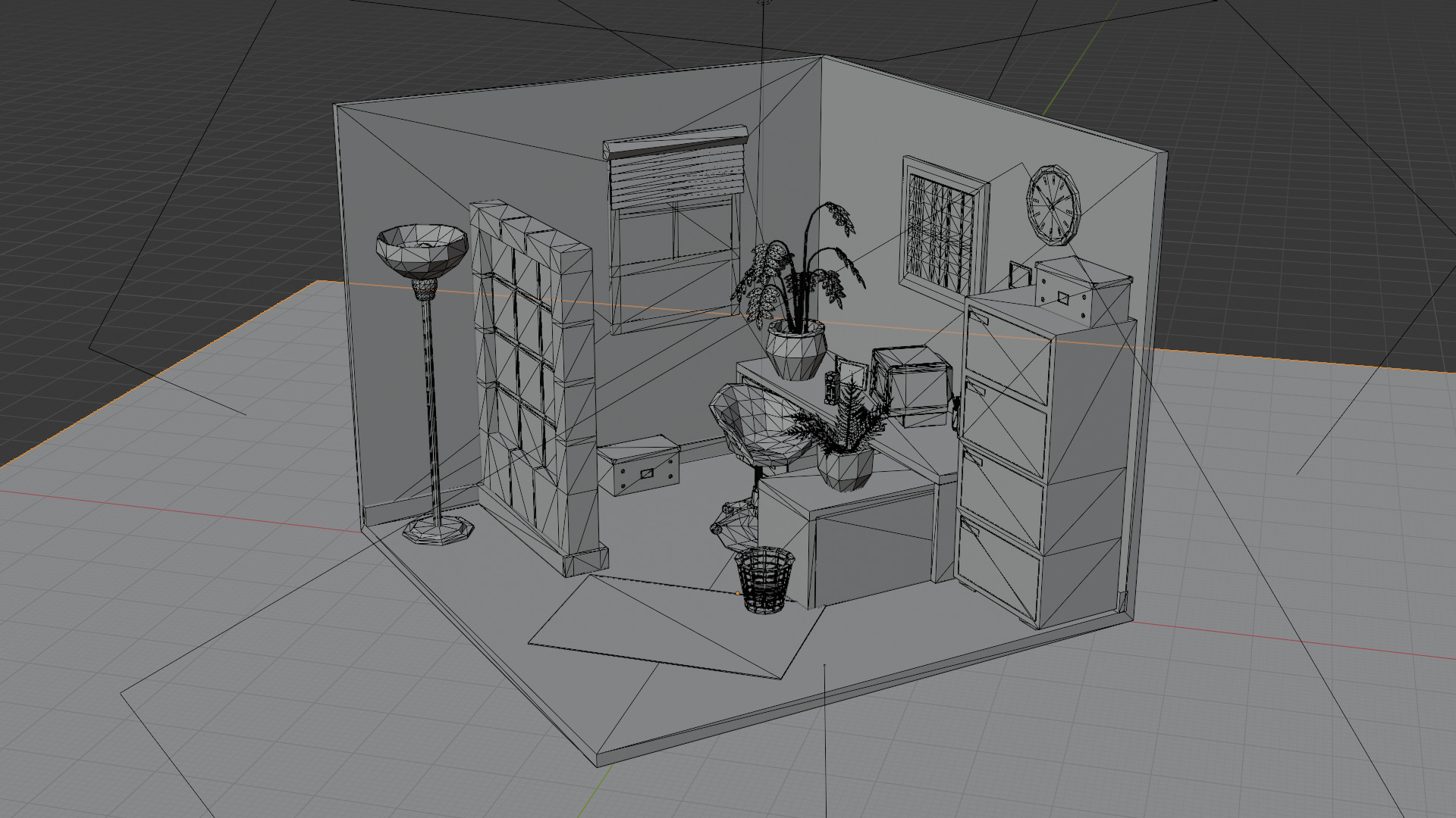 Low-Poly Office Cubicle Interior Scene 3D Model Low-poly 3D model_7