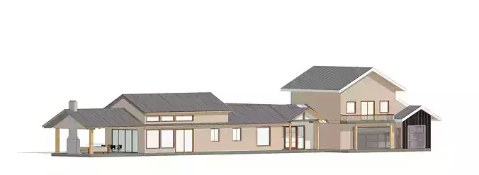 Architecture Model of Modern Wood House- Revit  Model