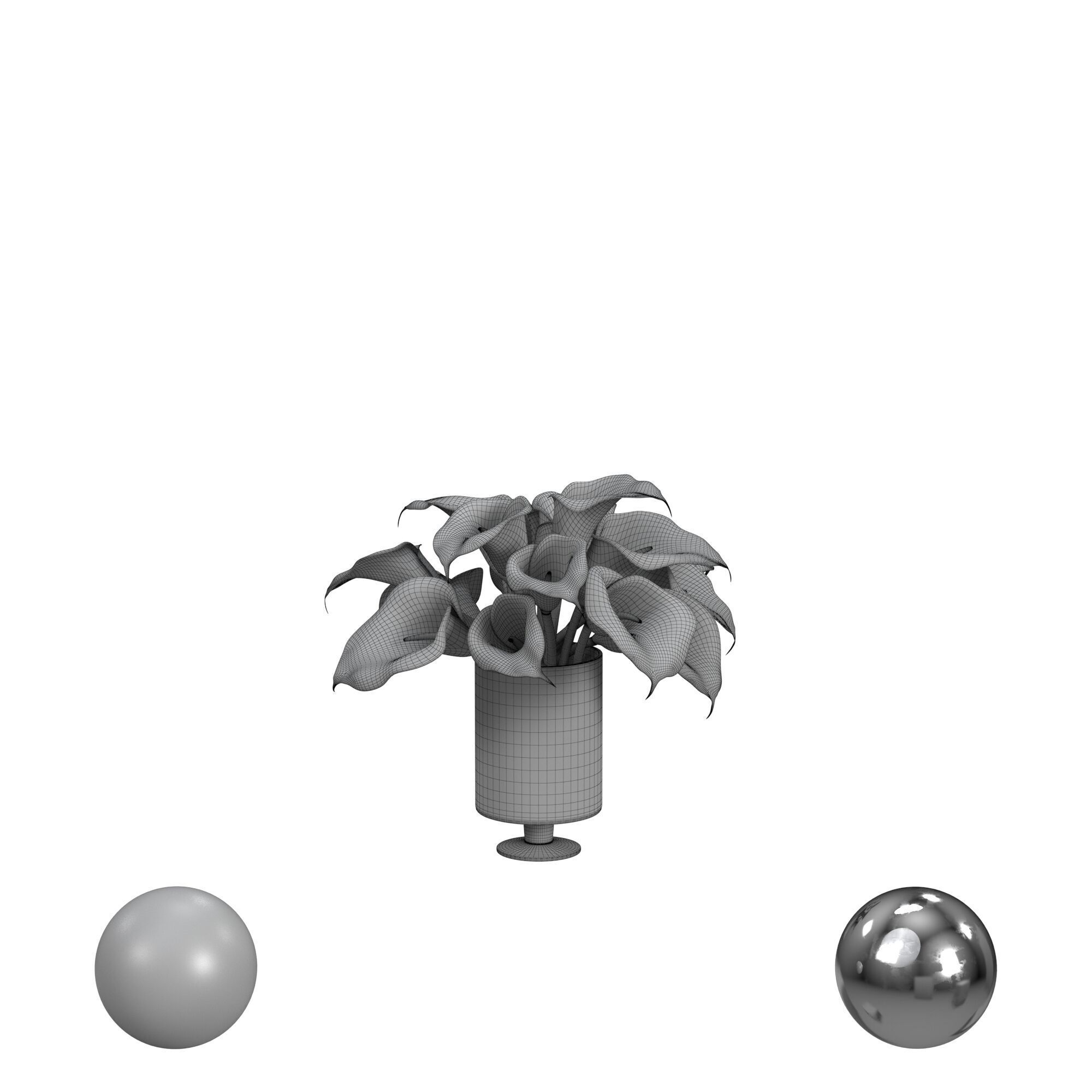 Calla Lily Flower Vase 3D model_3