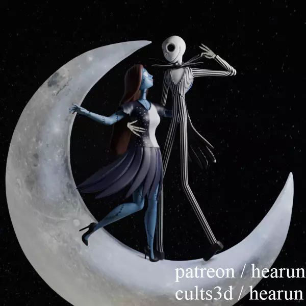 Jack Skellington and Sally Christmas Tree Topper 3D print model