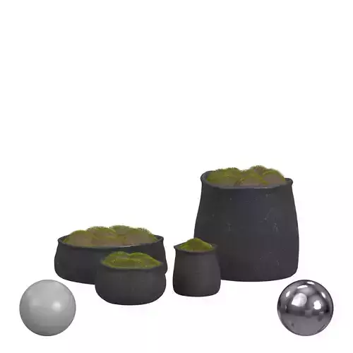 Crosshatch concrete vessel with moss