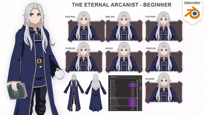 Anime Character - Beginner Mage Low-poly 3D model