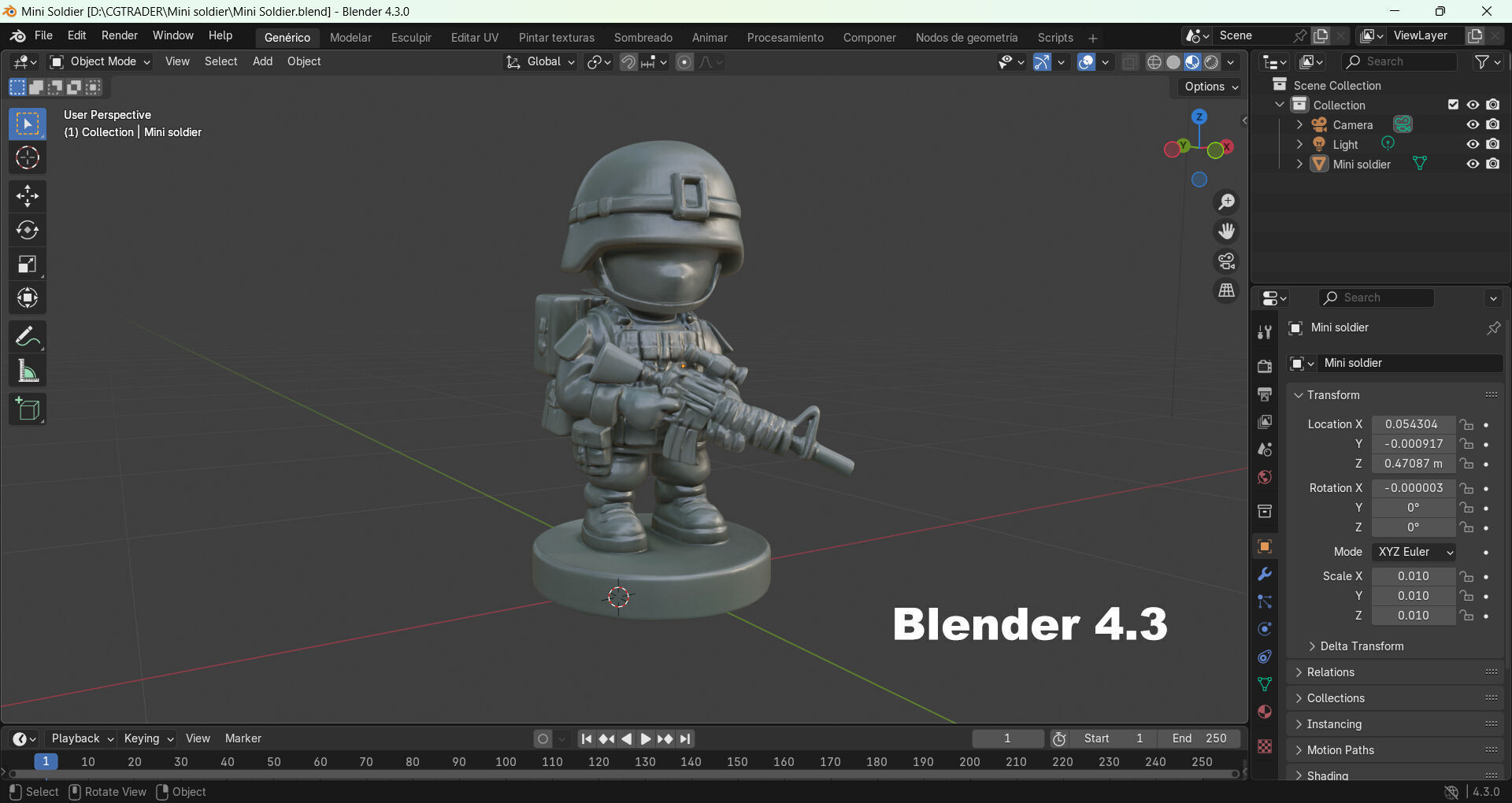 Plastic mini soldier Low-poly 3D model_11