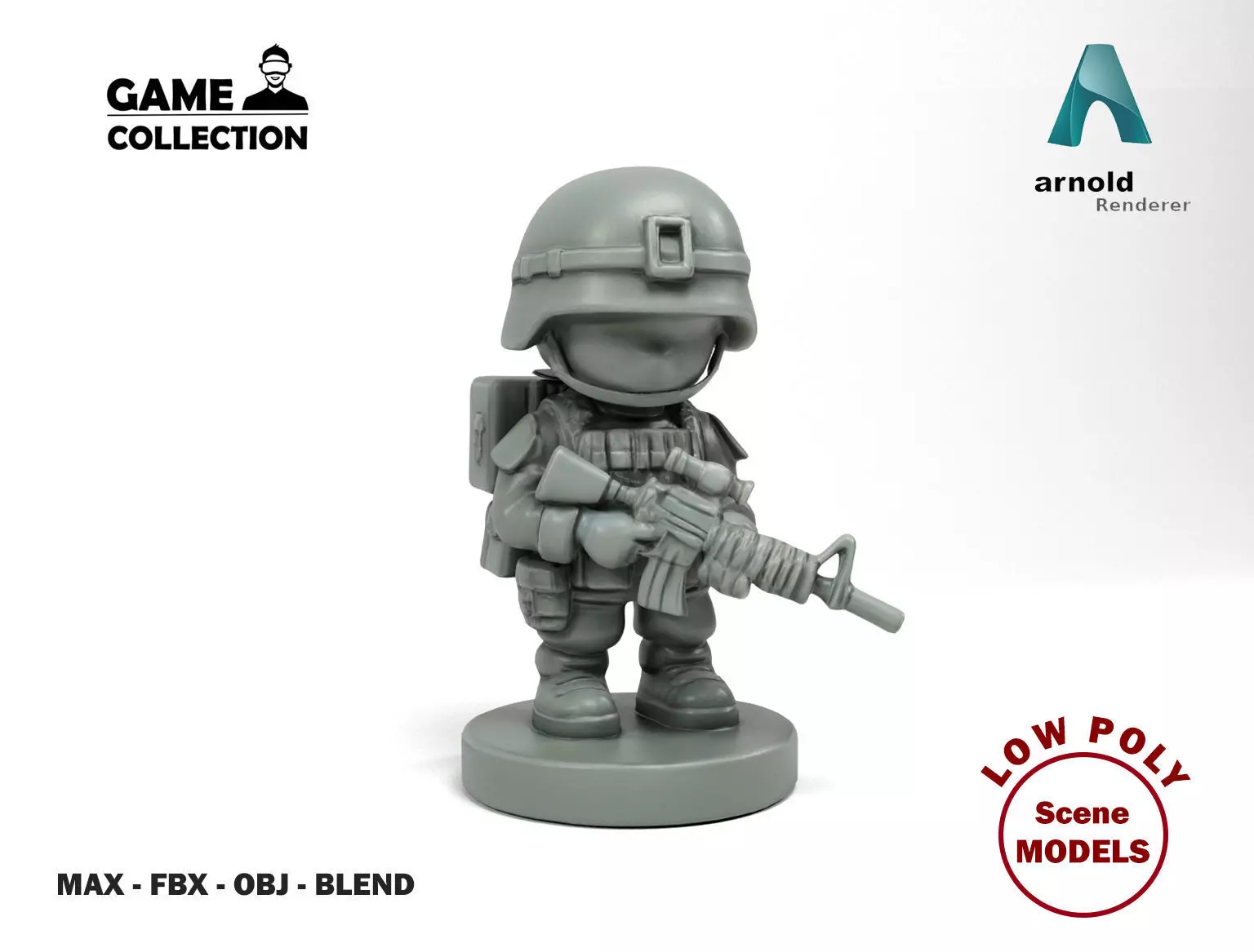 Plastic mini soldier Low-poly 3D model_0