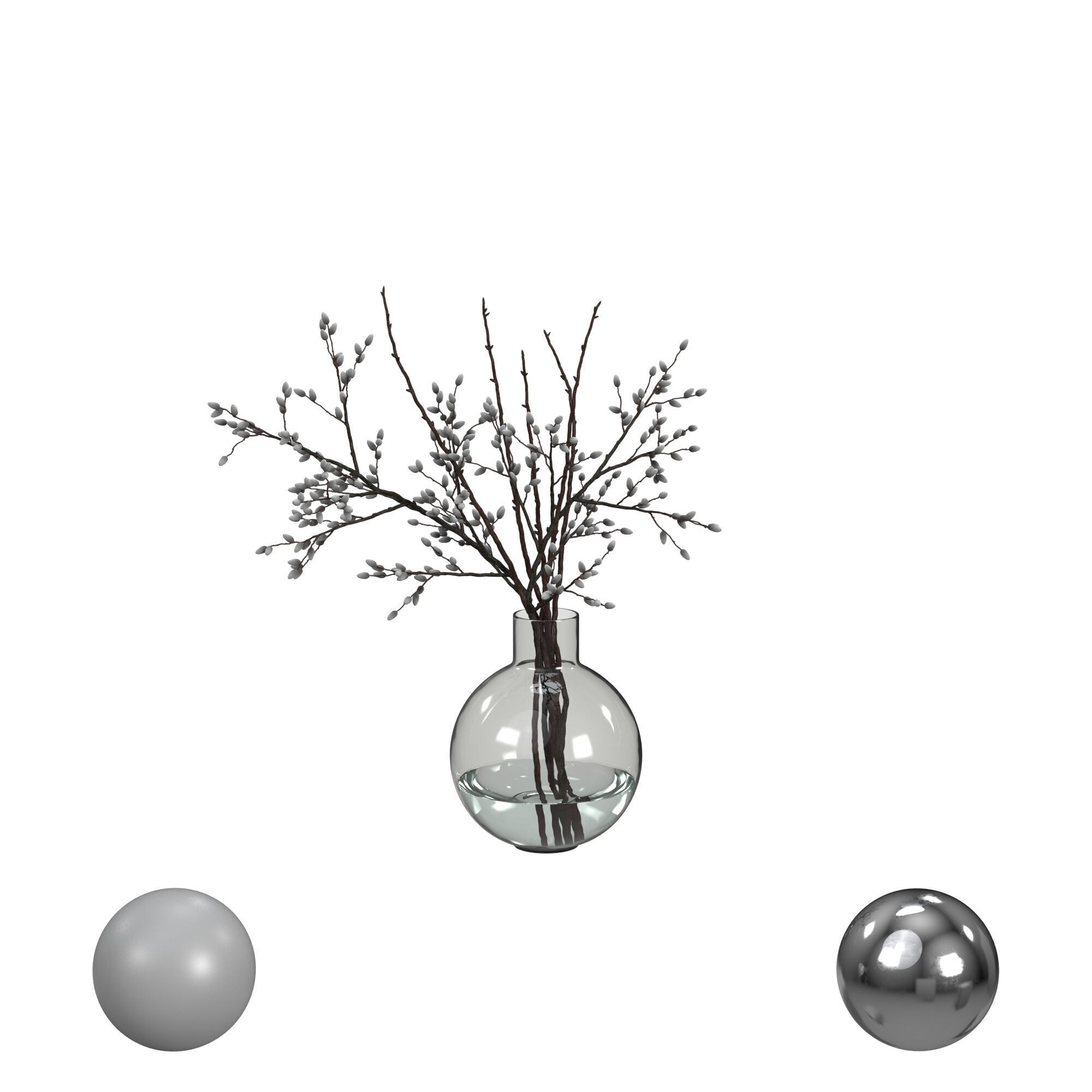 Decorative Twigs in a Vase 3D model_1