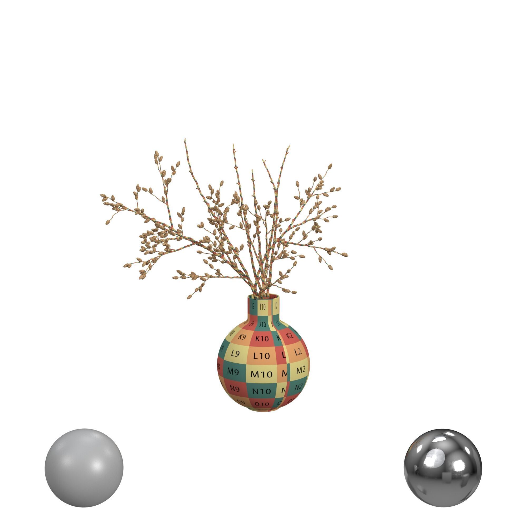 Decorative Twigs in a Vase 3D model_2