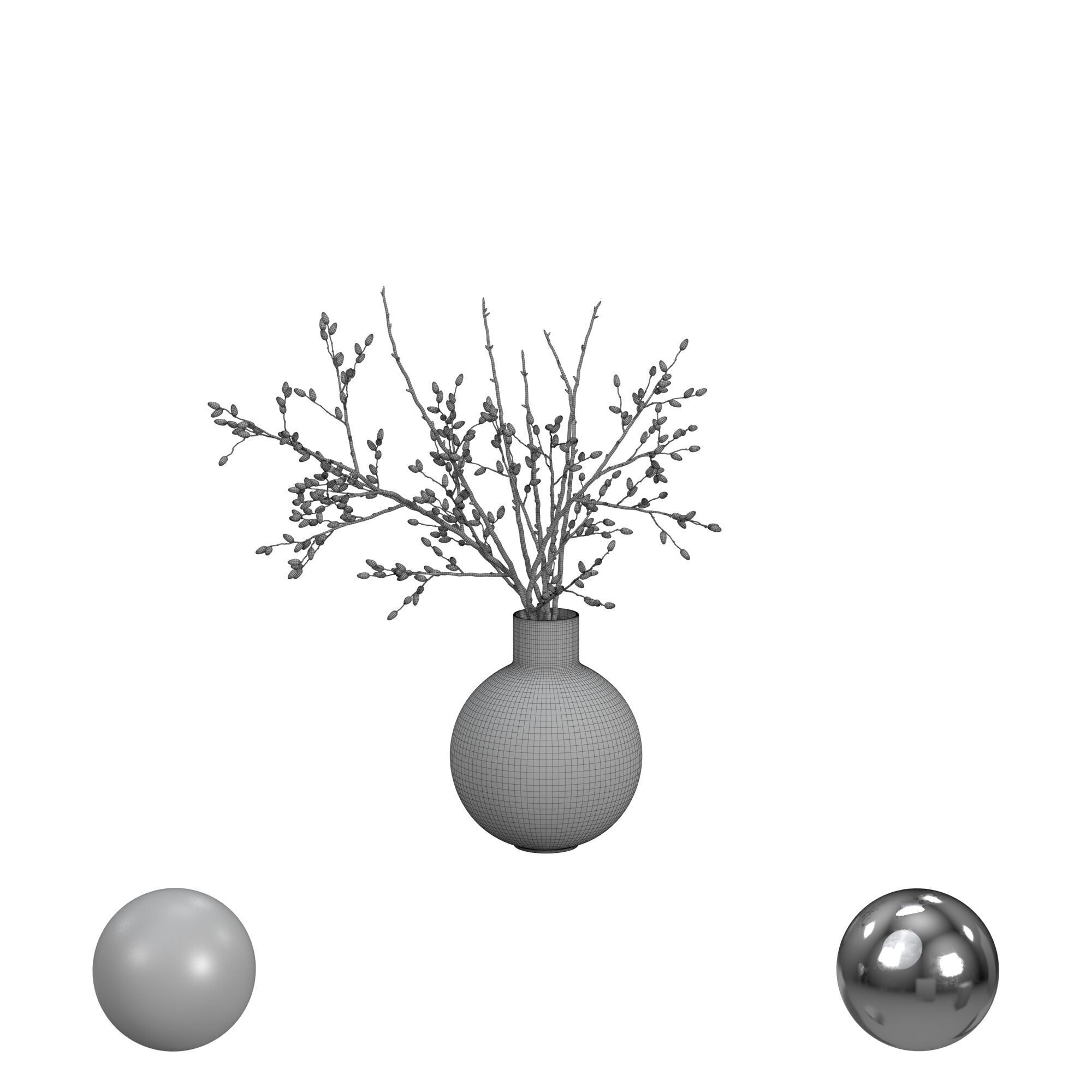 Decorative Twigs in a Vase 3D model_3