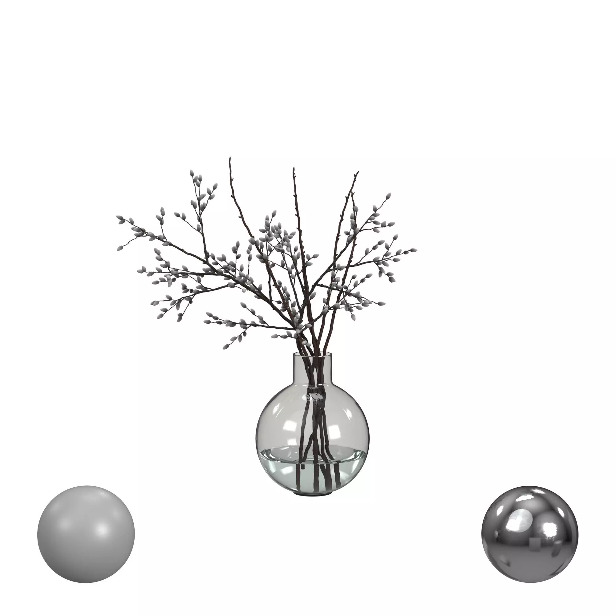 Decorative Twigs in a Vase 3D model_0
