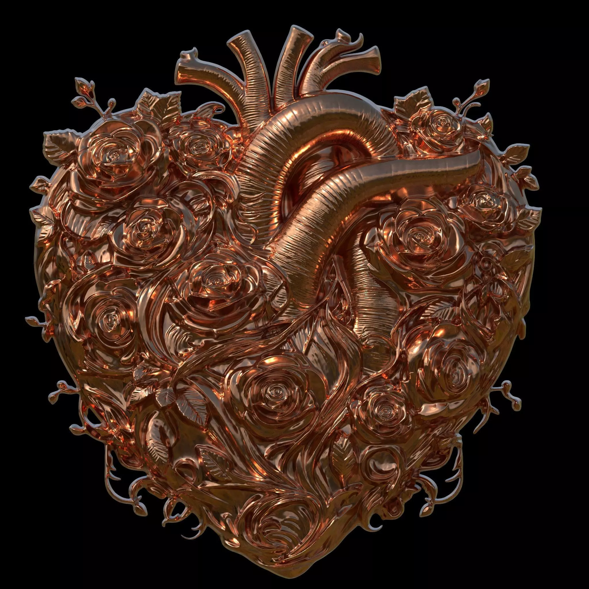Romantic Heart of Roses Pendant STL file for CNC or 3D print model