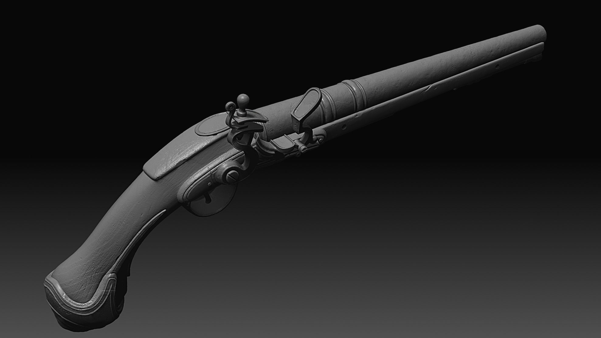 Flintlock Pistol Low-poly 3D model_12