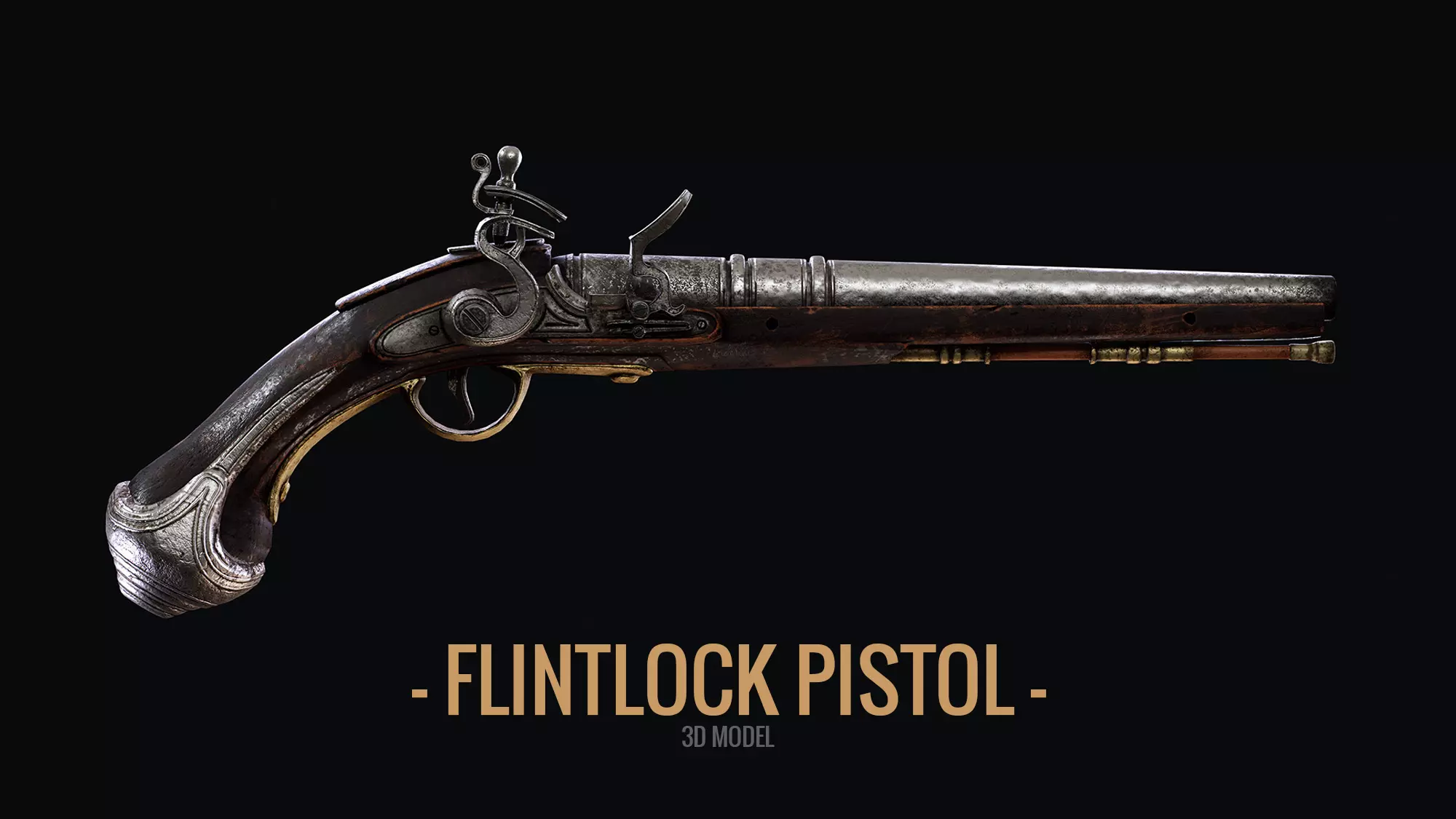 Flintlock Pistol Low-poly 3D model_0
