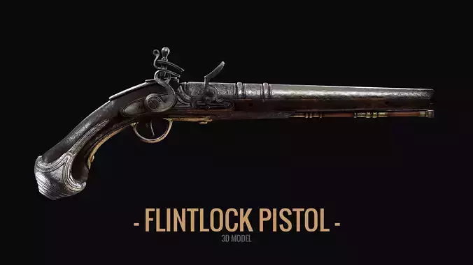 Flintlock Pistol Low-poly 3D model Flintlock Pistol Low-poly 3D model