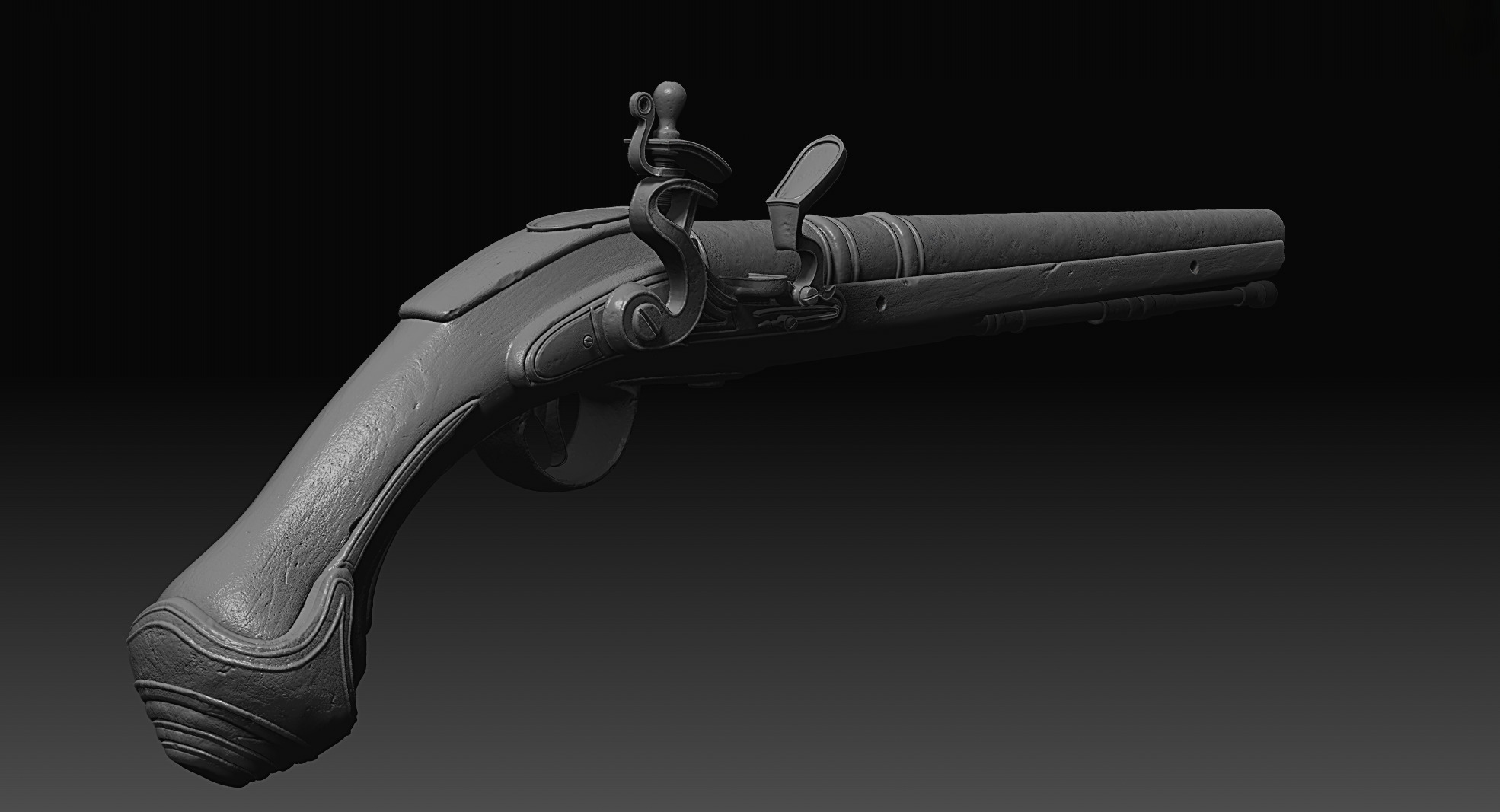 Flintlock Pistol Low-poly 3D model_14