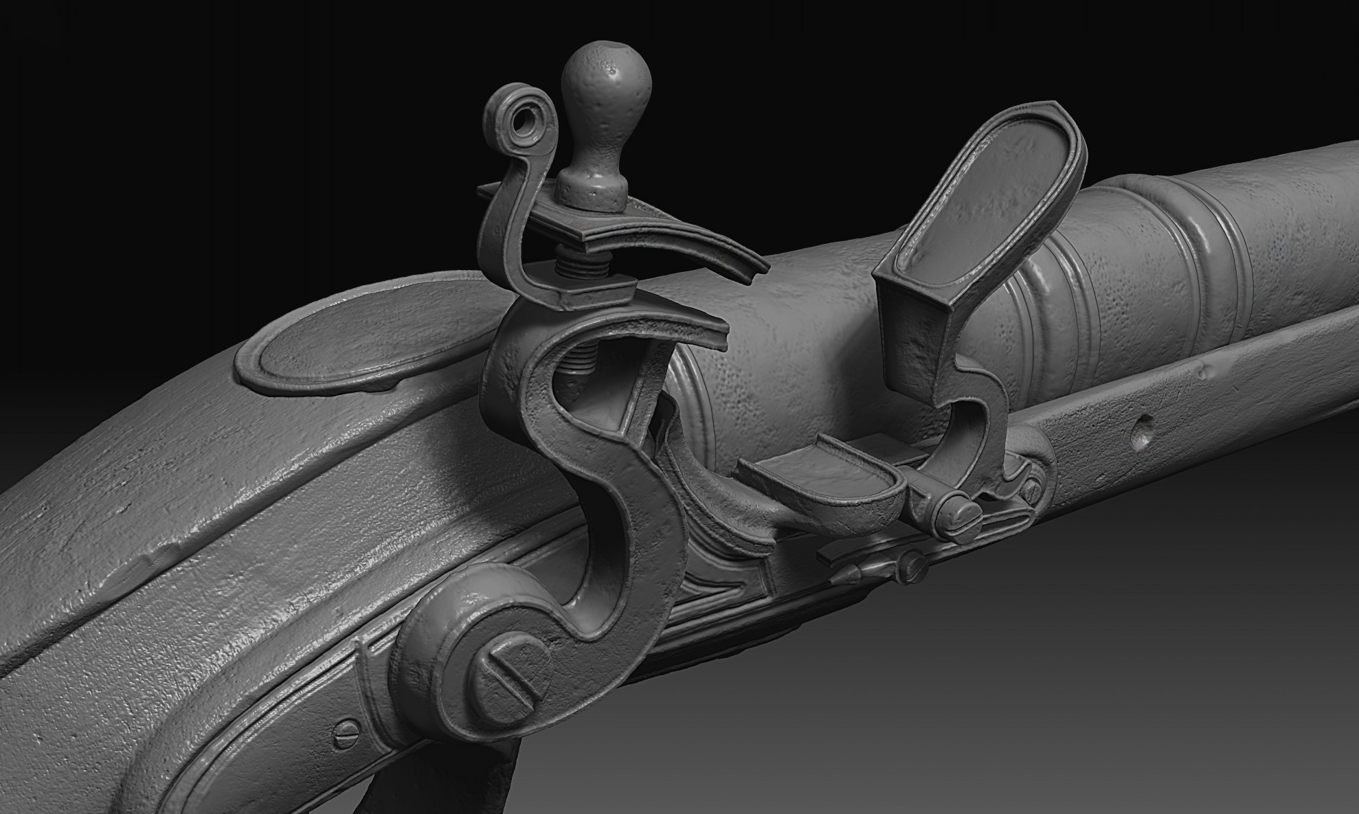 Flintlock Pistol Low-poly 3D model_17