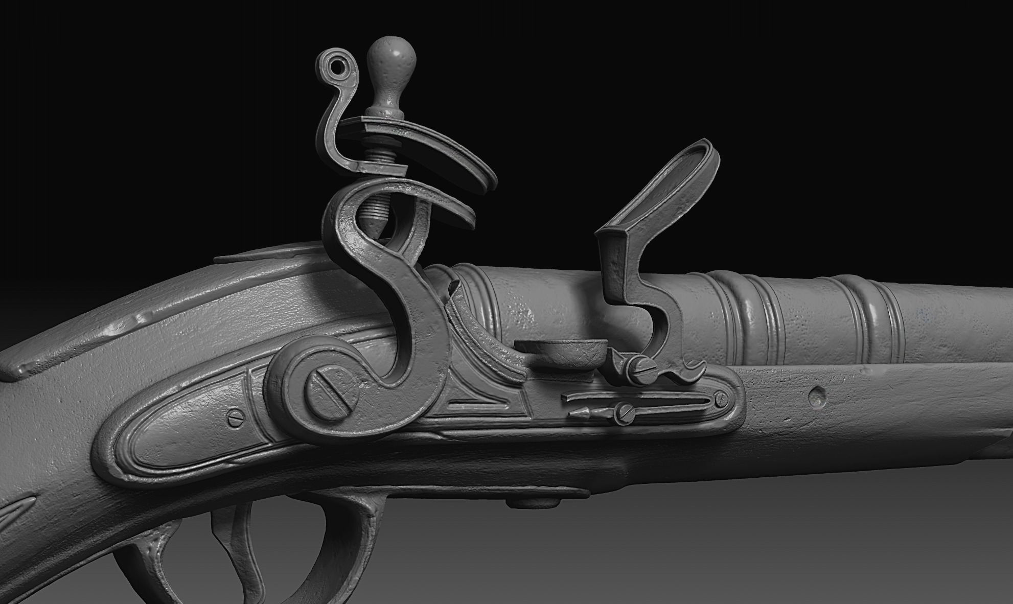 Flintlock Pistol Low-poly 3D model_16